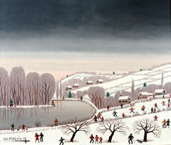 Heureux Dimanche en Hiver - Französische Winterlandschaft aus der Mitte des 20.