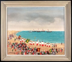 Hoëdic, Bénédiction de la Mer - Mid Century French Naive Brittany Beach Painting