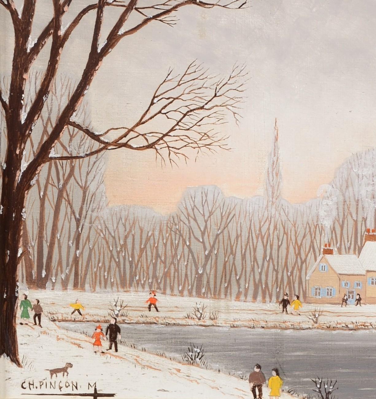 La Maison Pres de l'Etang - Paisaje invernal francés de mediados del siglo XX en venta 1