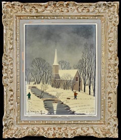 Sainte Clotilde de Courgent - Mid 20th Century French Naif Landscape Painting