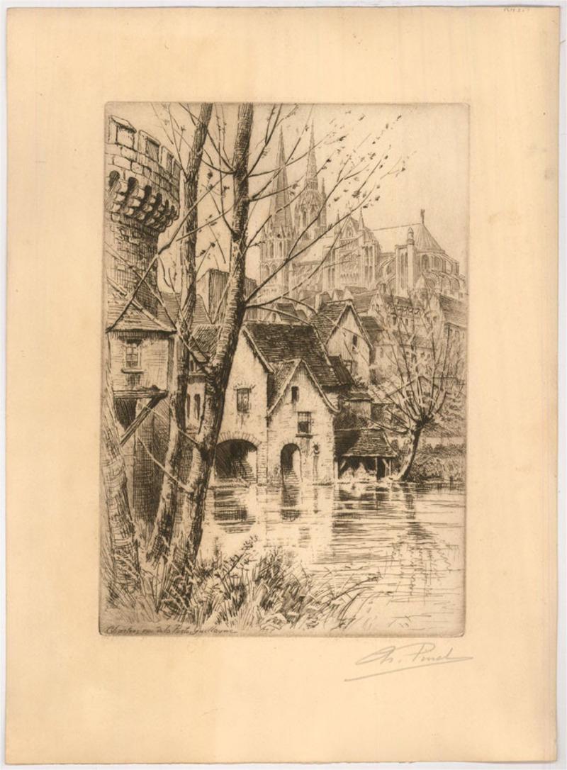 Charles Pinet (1867-1932) - Pair of Late 19th Century Etching, French Towns For Sale 1