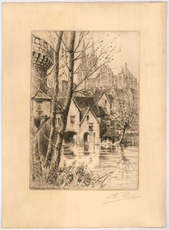 Charles Pinet (1867-1932) - Pair of Late 19th Century Etching, French Towns