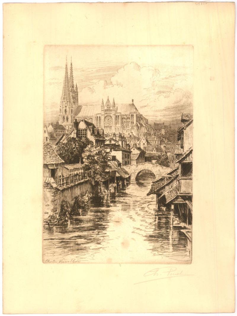 Charles Pinet (1867-1932) - Pair of Late 19th Century Etching, French Towns For Sale 2