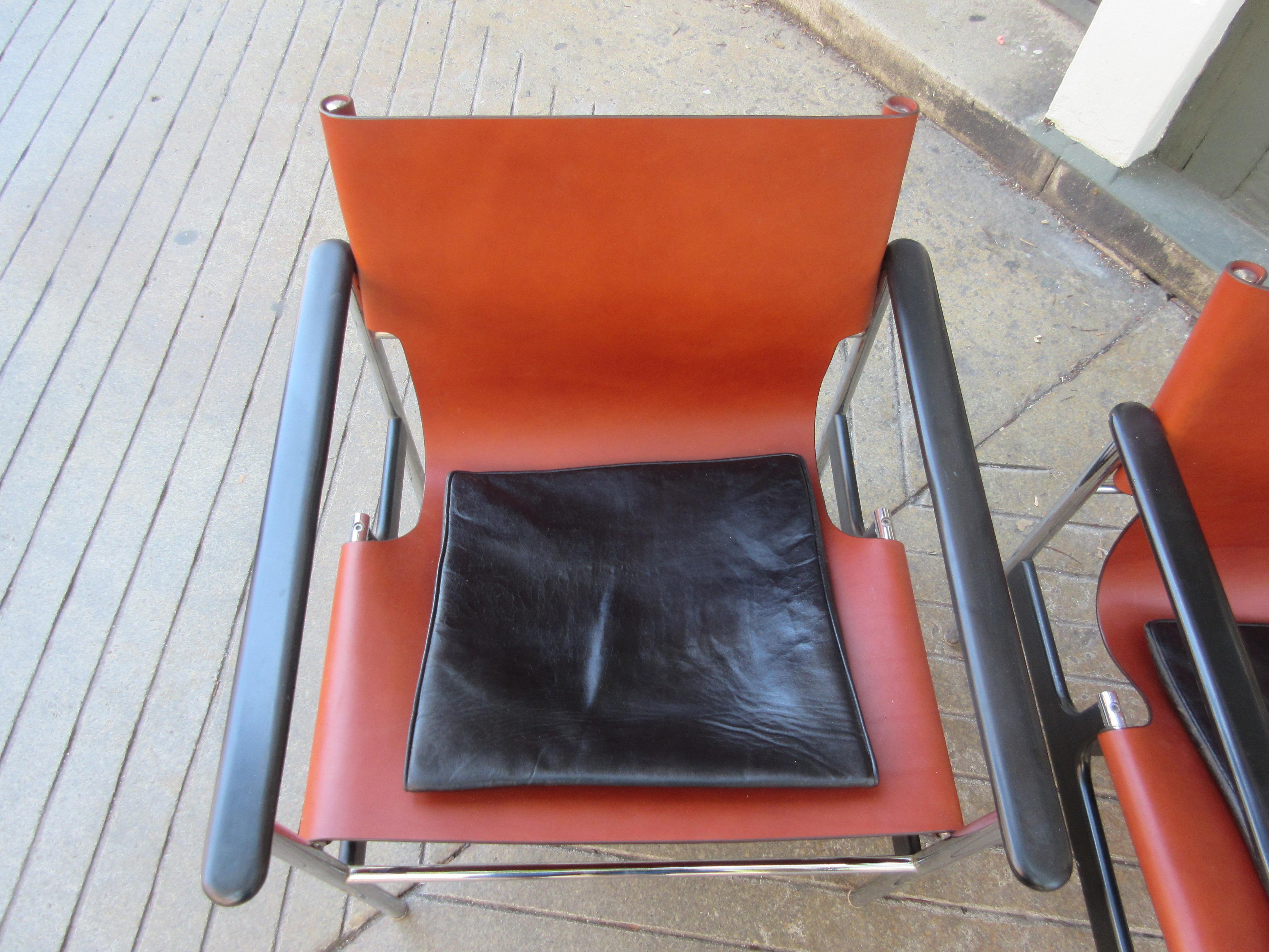 Charles Pollack for Knoll Model 657 Leather Sling Chairs In Excellent Condition In Philadelphia, PA