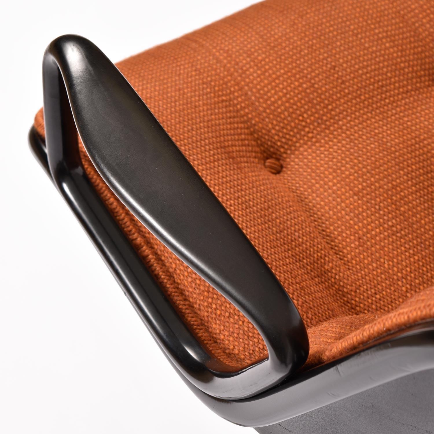 Stainless Steel Charles Pollack for Knoll Orange Tweed Executive Chair w/ Height Tension Knob
