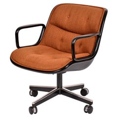 Charles Pollack for Knoll - Fauteuil de direction en tweed orange avec bouton de réglage de la hauteur