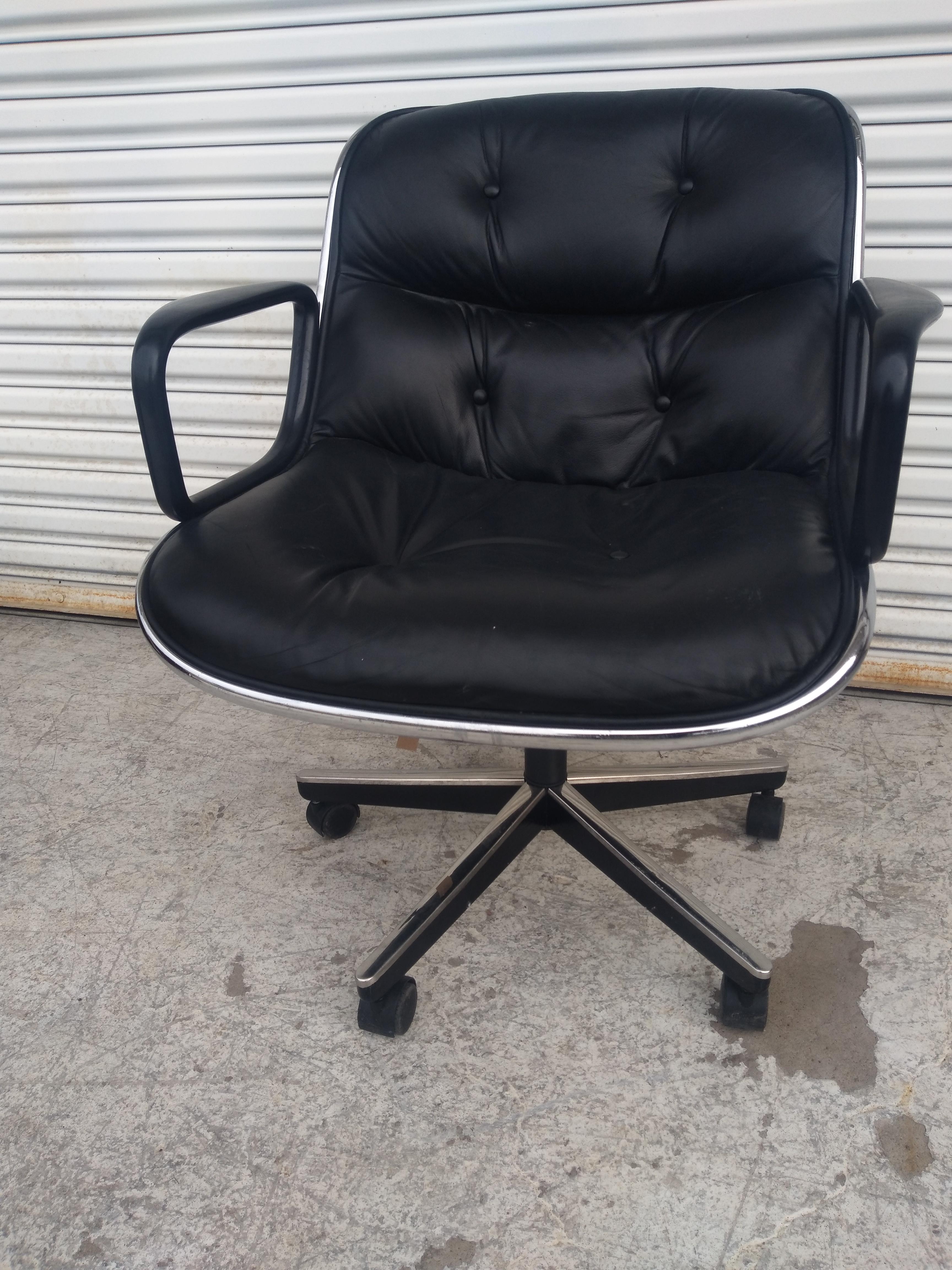 American Charles Pollock Black Leather Executive Chair