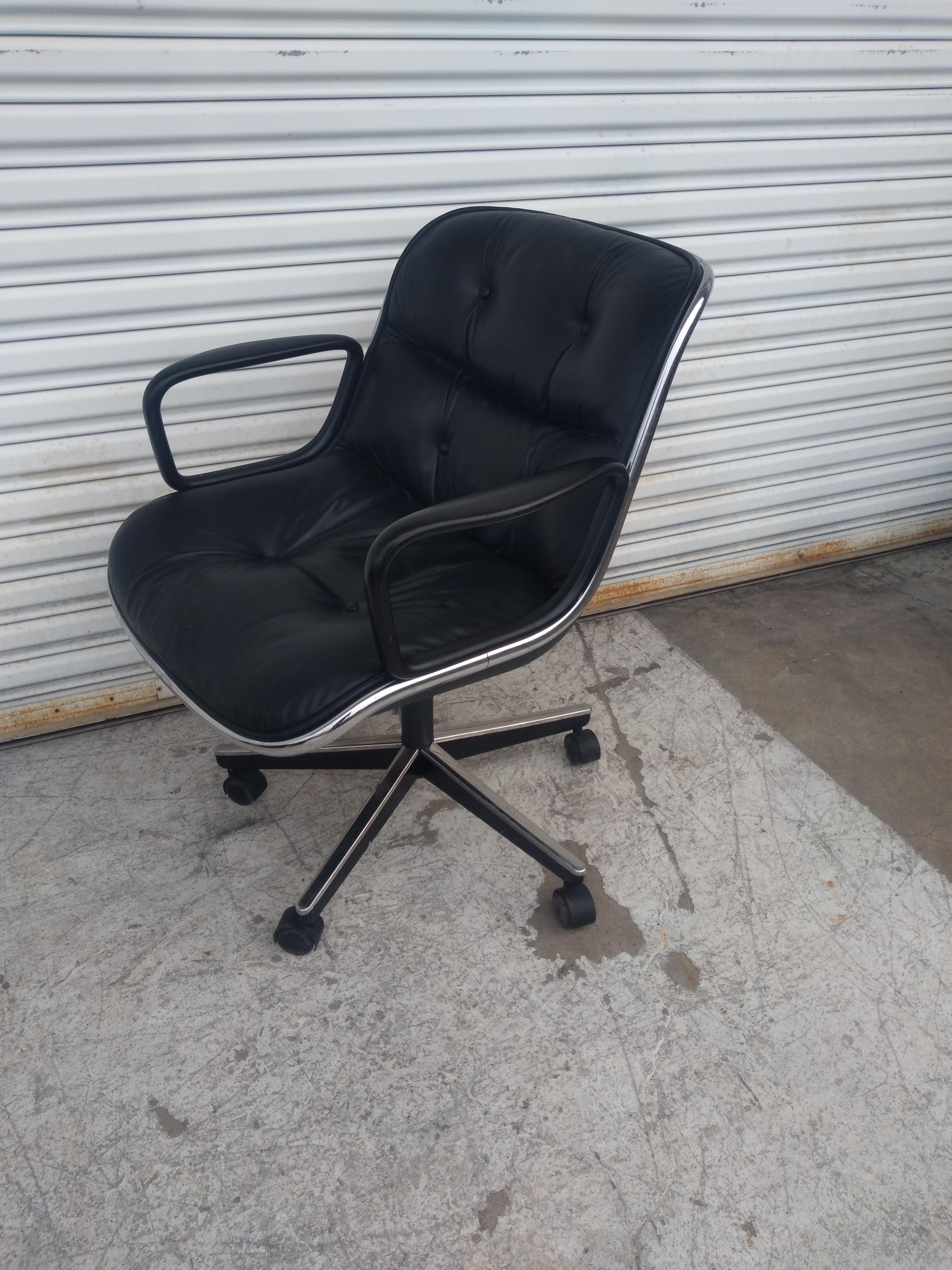 Charles Pollock Black Leather Executive Chair 1