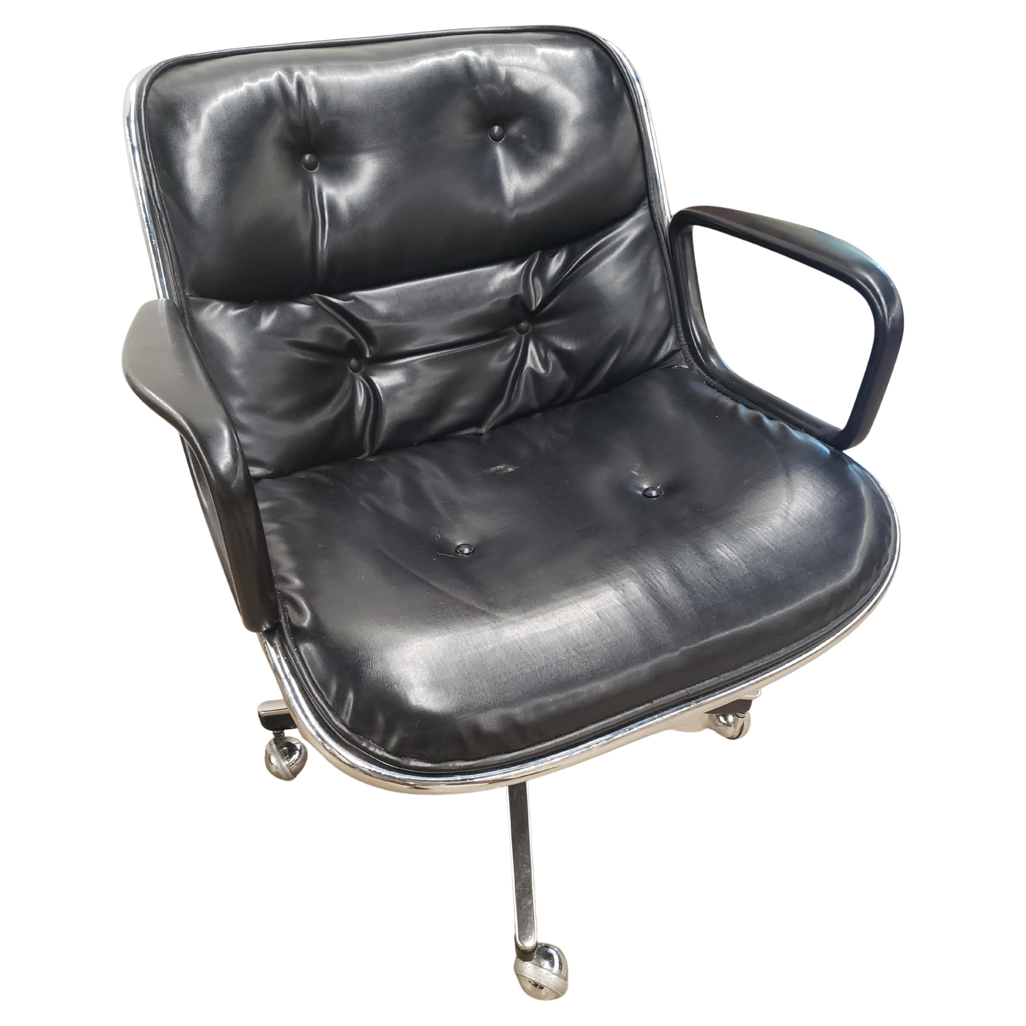 Mid-Century Modern  Charles Pollock by Knoll Leather Executive Office Chair