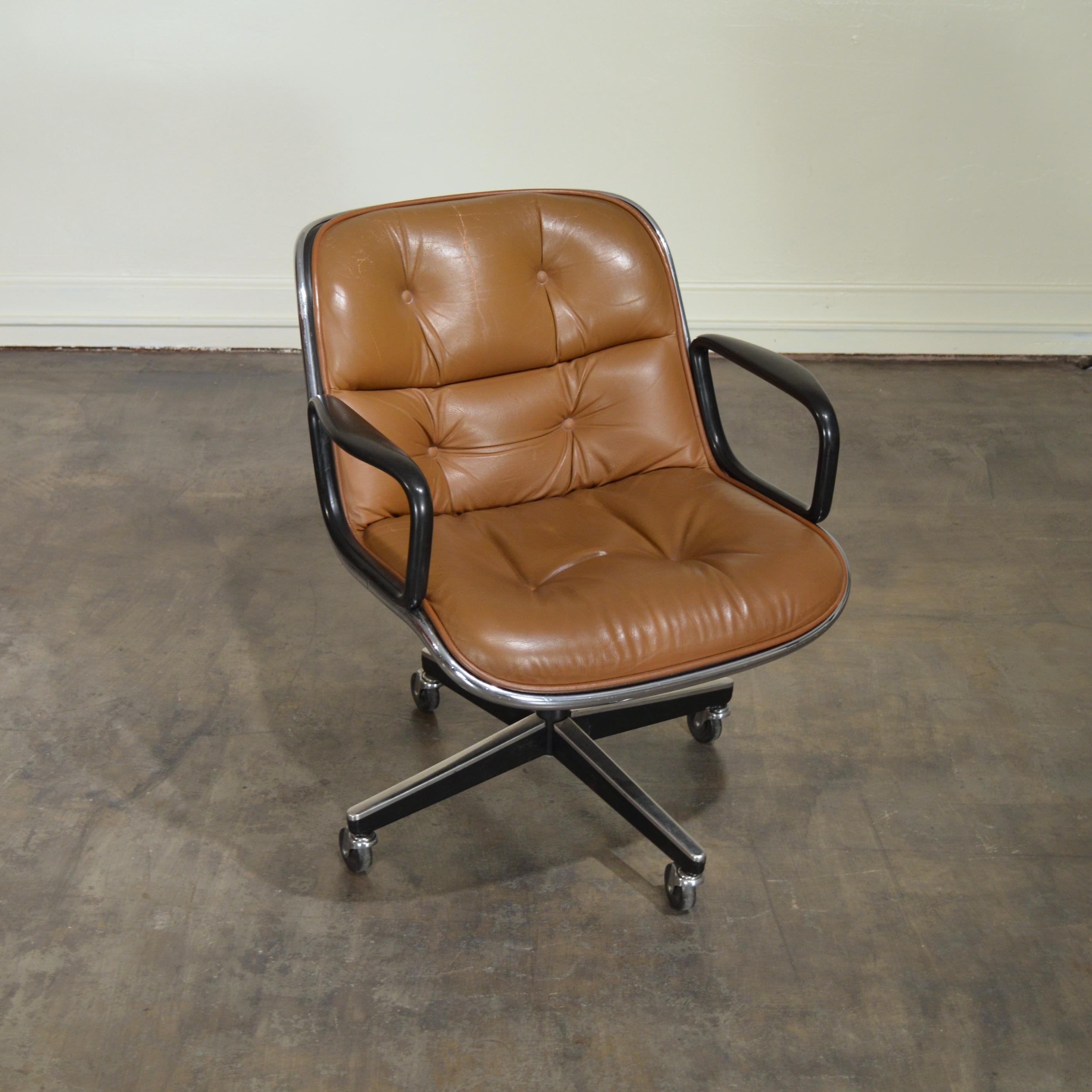 Charles Pollock Cognac Leather Executive Chair by Knoll 1
