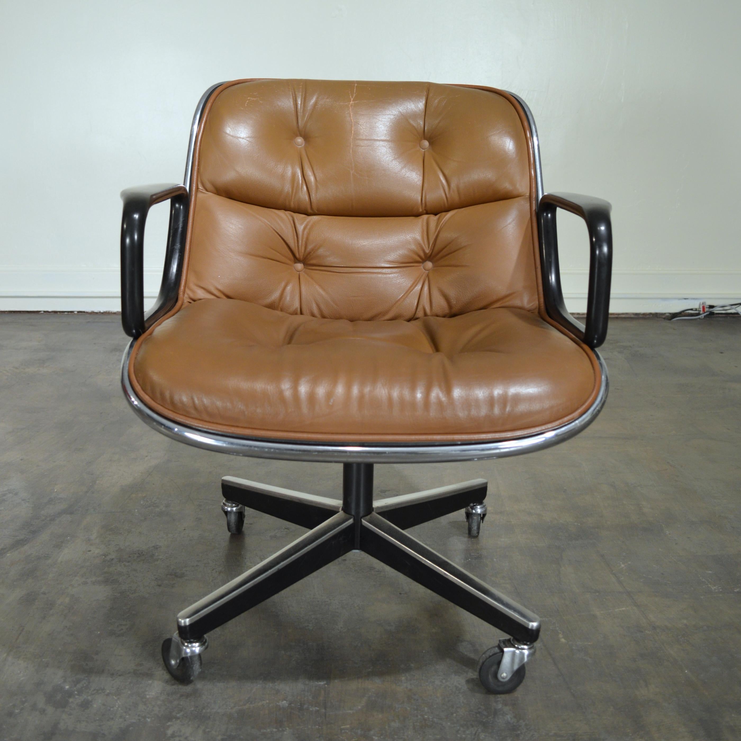 Charles Pollock Cognac Leather Executive Chair by Knoll 2