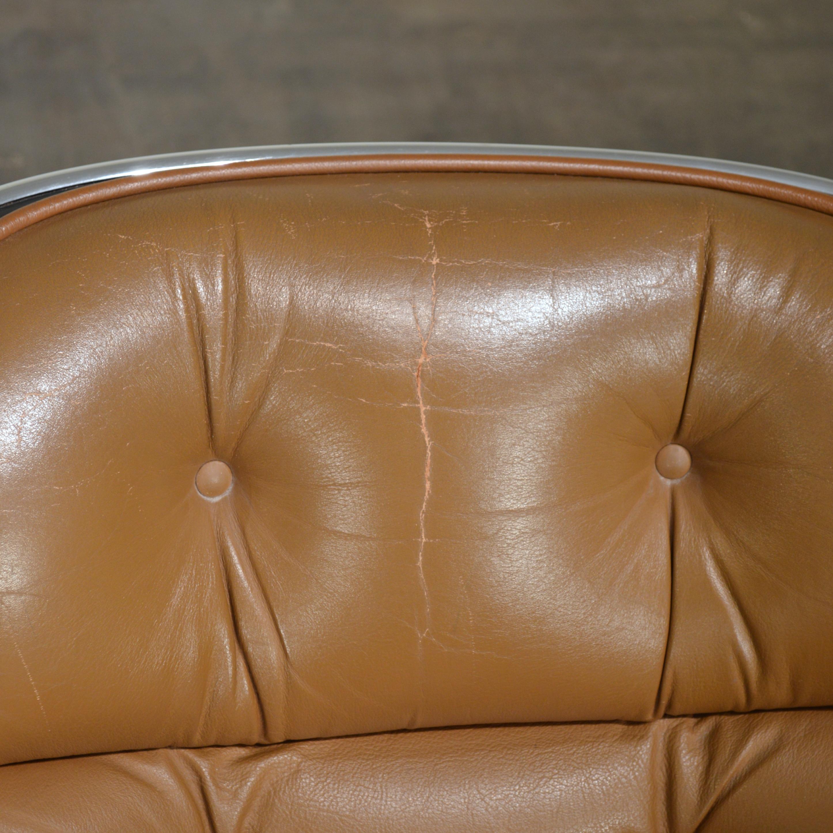 Charles Pollock Cognac Leather Executive Chair by Knoll 3