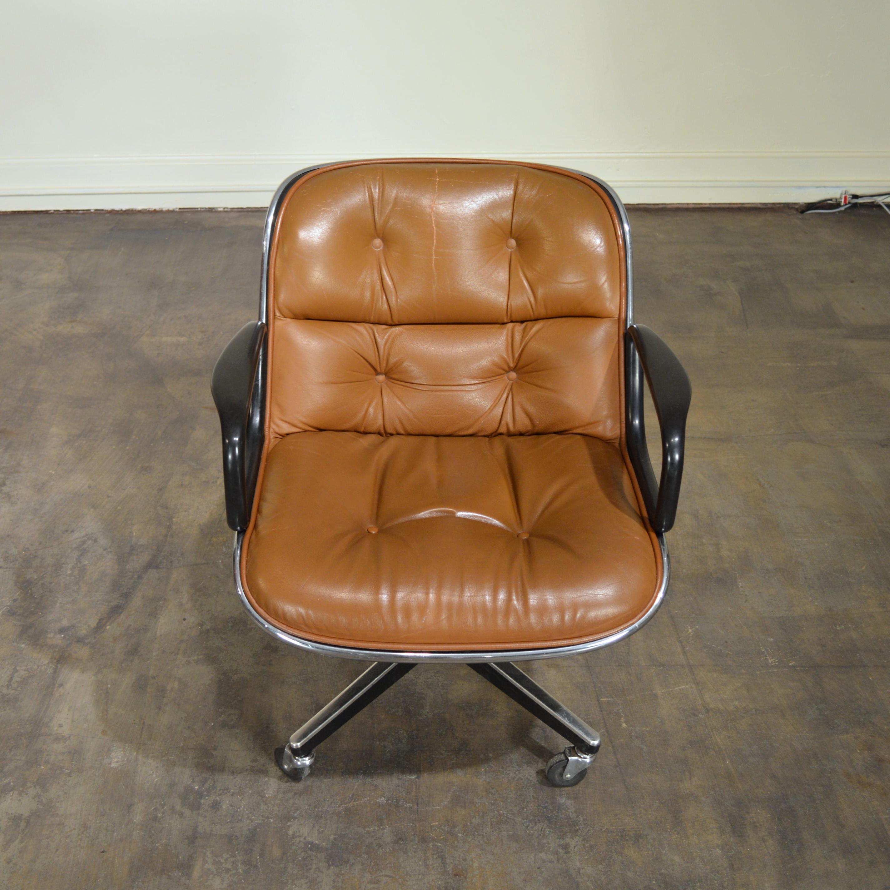 Charles Pollock Cognac Leather Executive Chair by Knoll 4