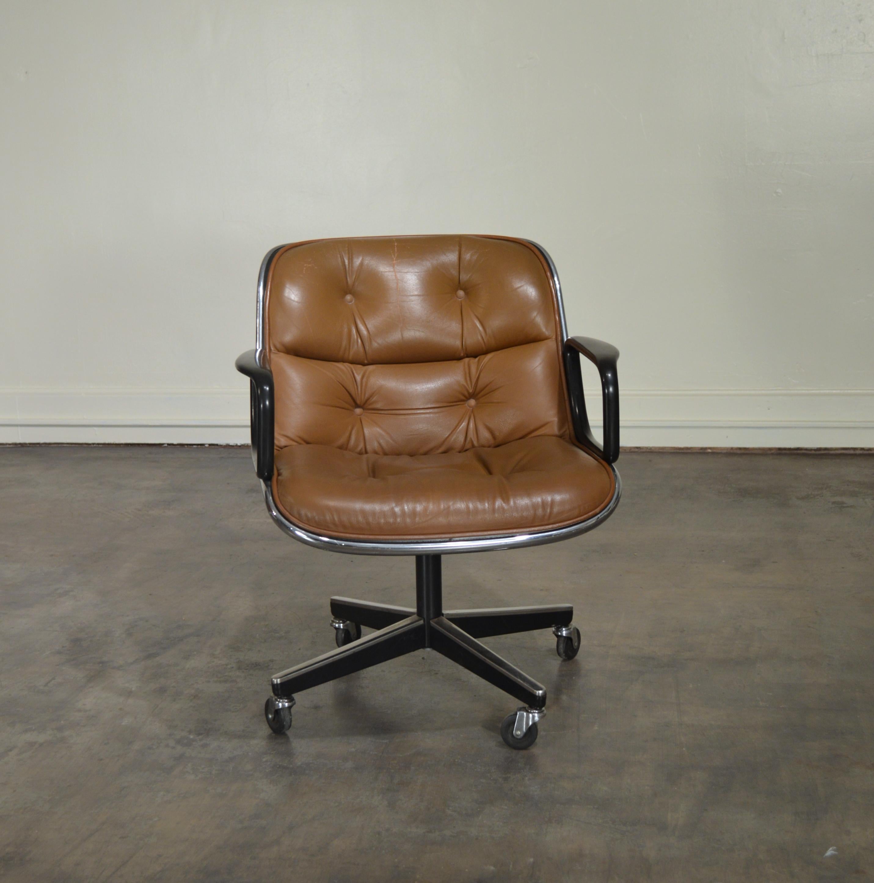 Charles Pollock Cognac Leather Executive Chair by Knoll 10
