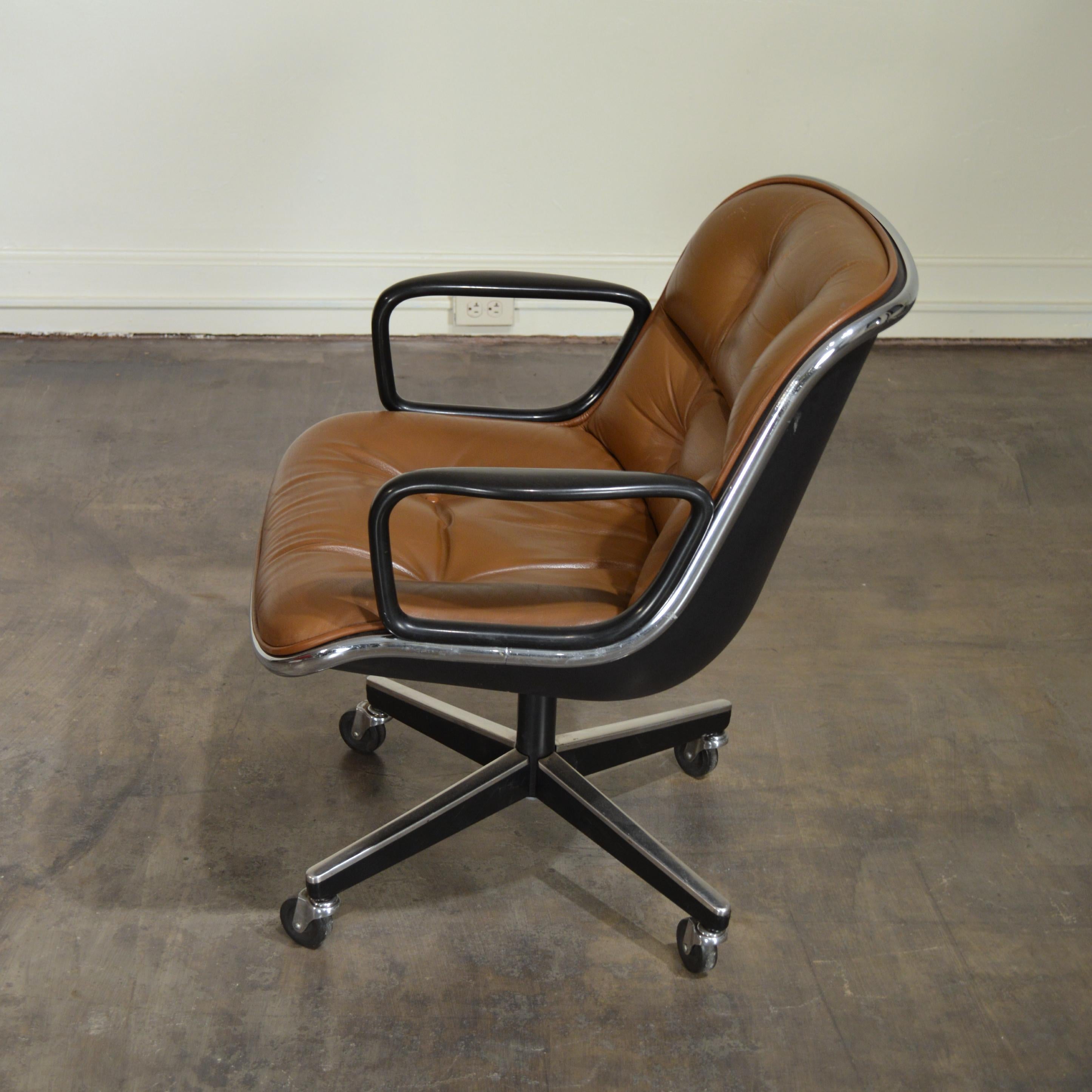 Late 20th Century Charles Pollock Cognac Leather Executive Chair by Knoll