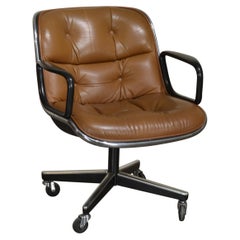 Charles Pollock Cognac Leather Executive Chair by Knoll