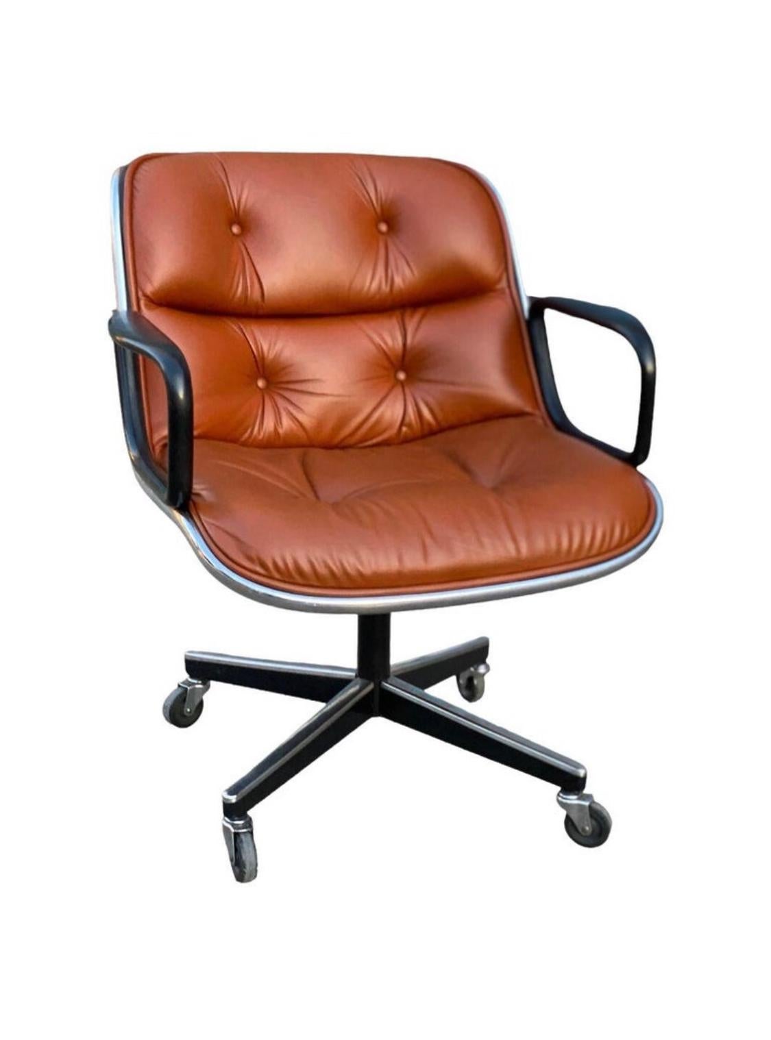 American Charles Pollock Desk Chair by Knoll in Burnt Orange For Sale