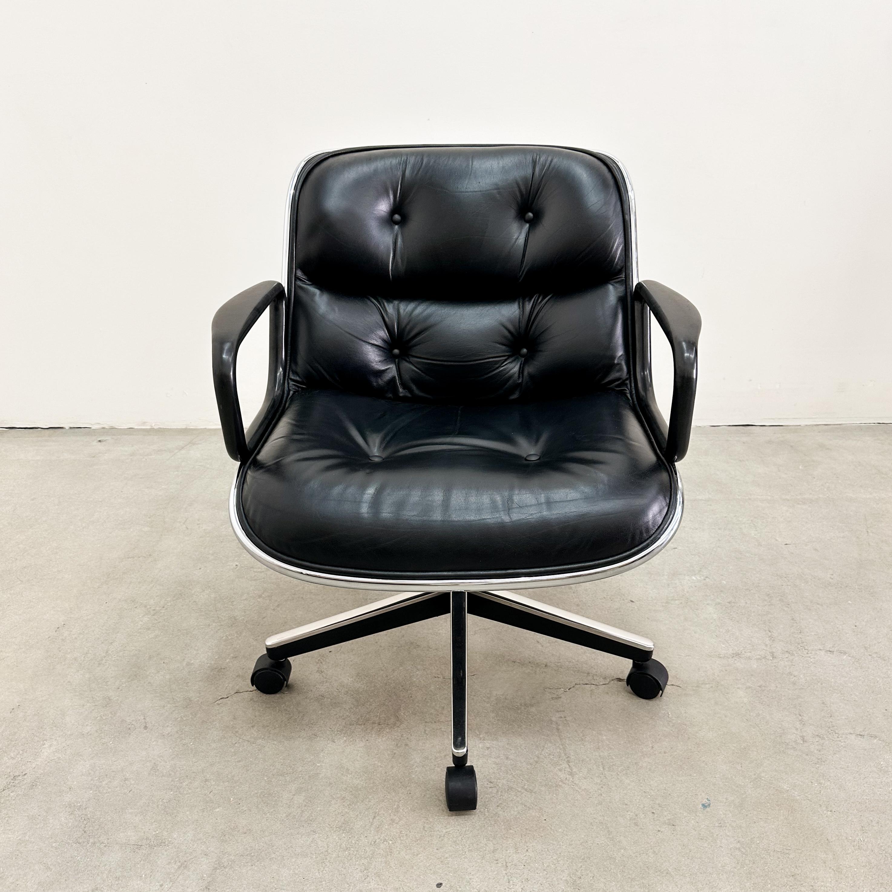 Charles Pollock Chefsessel für Knoll in schwarzem Leder und Chrom, 1980er Jahre MCM (amerikanisch) im Angebot