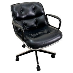 Charles Pollock Executive Chair for Knoll in Black Leather and Chrome, 1980s MCM