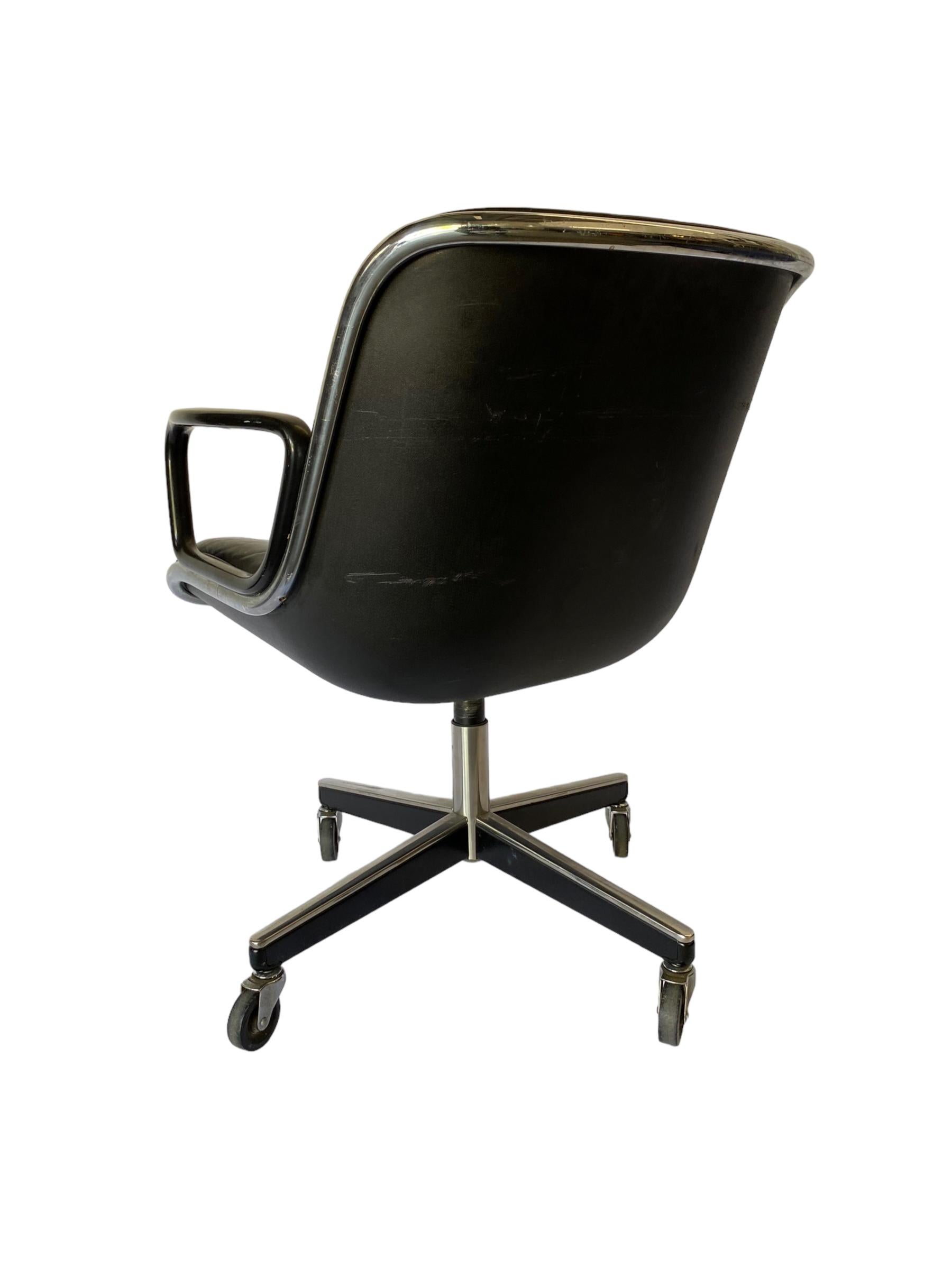 Mid-Century Modern Charles Pollock Executive Chair in Black Leather