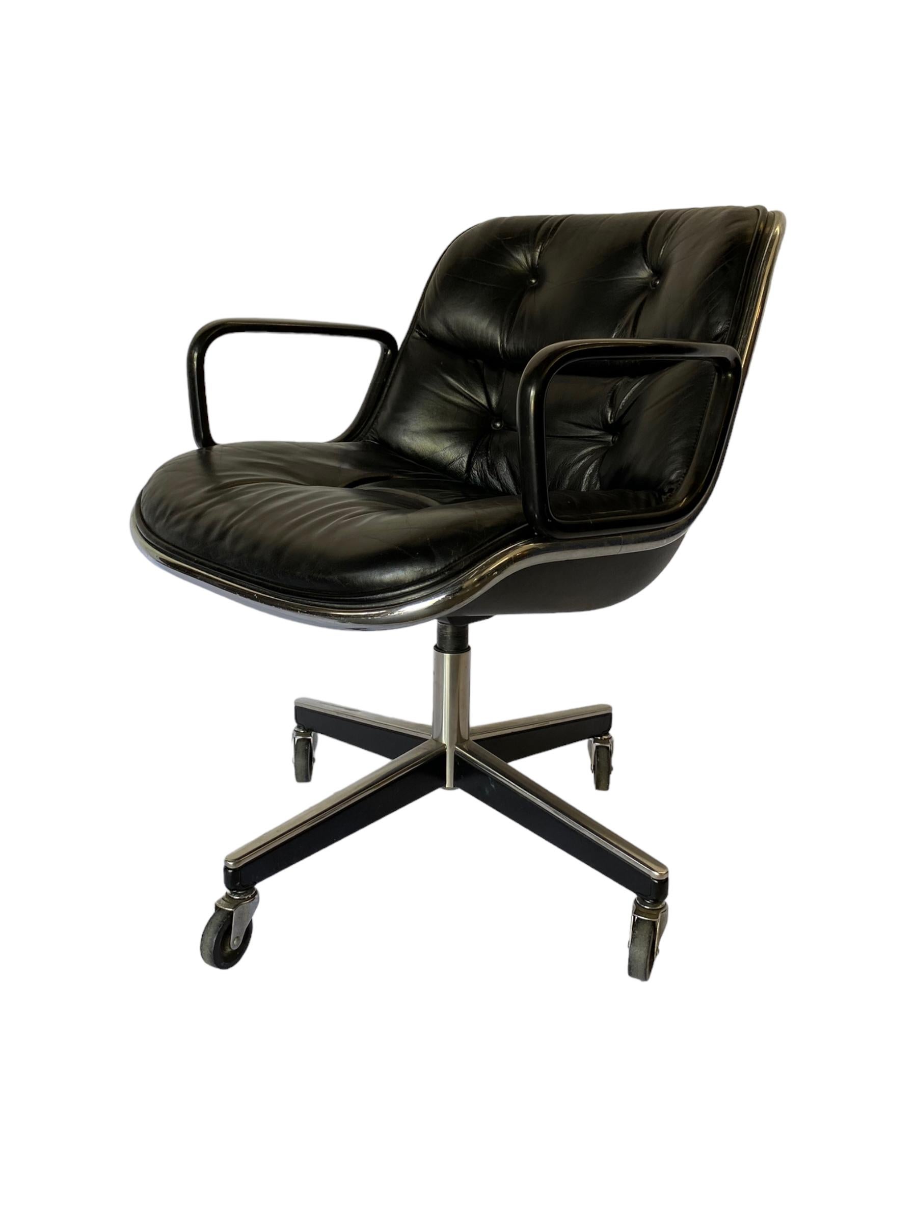 American Charles Pollock Executive Chair in Black Leather