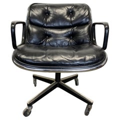 Vintage Charles Pollock Executive Chair in Black Leather