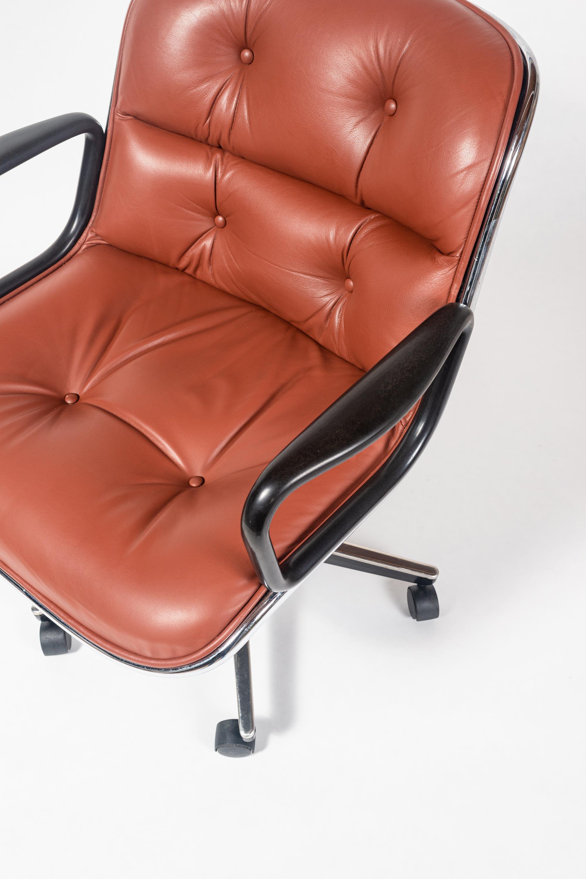 Charles Pollock Executive Chair in Pumpkin Color Sabrina Leather 2