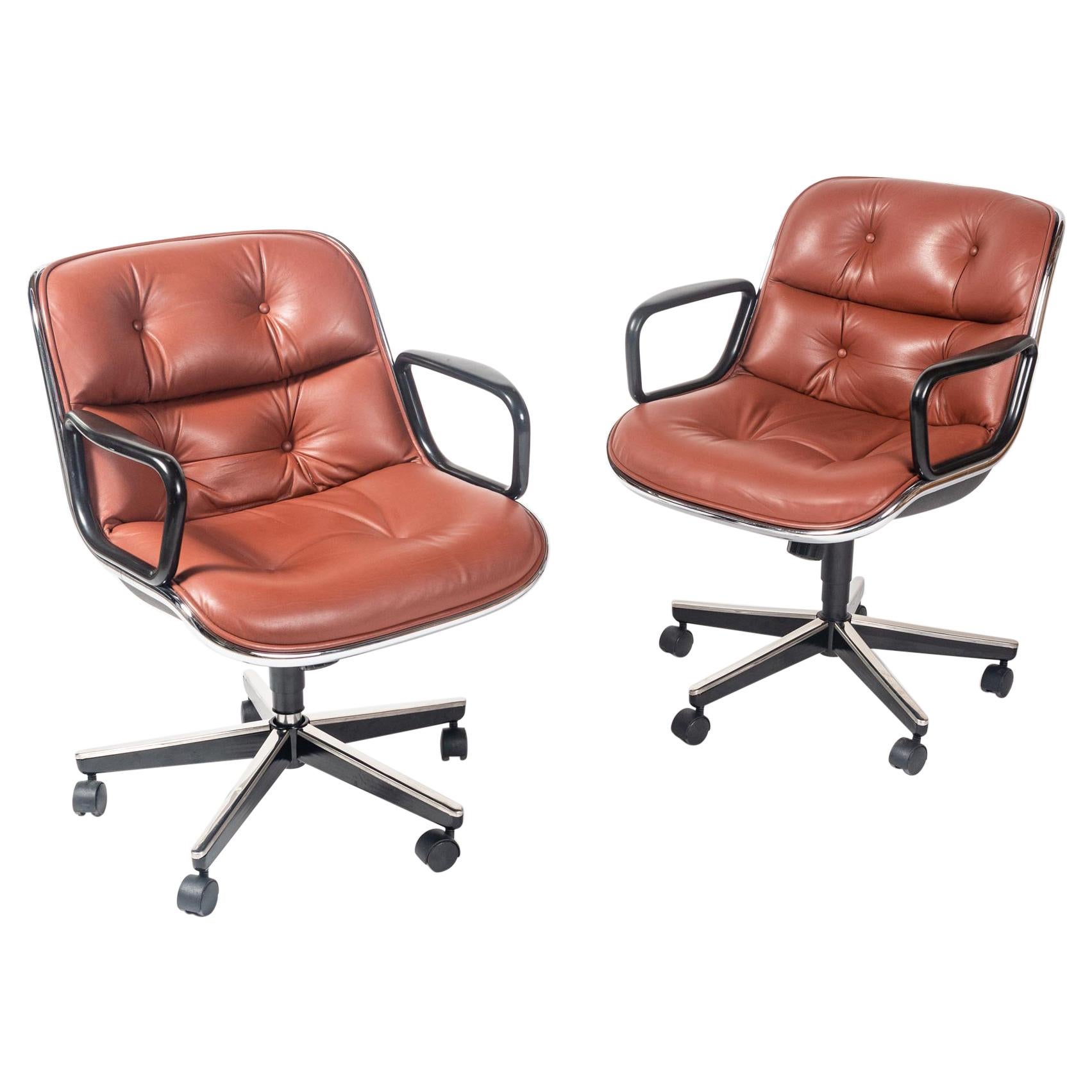 Charles Pollock Executive Chair in Pumpkin Color Sabrina Leather