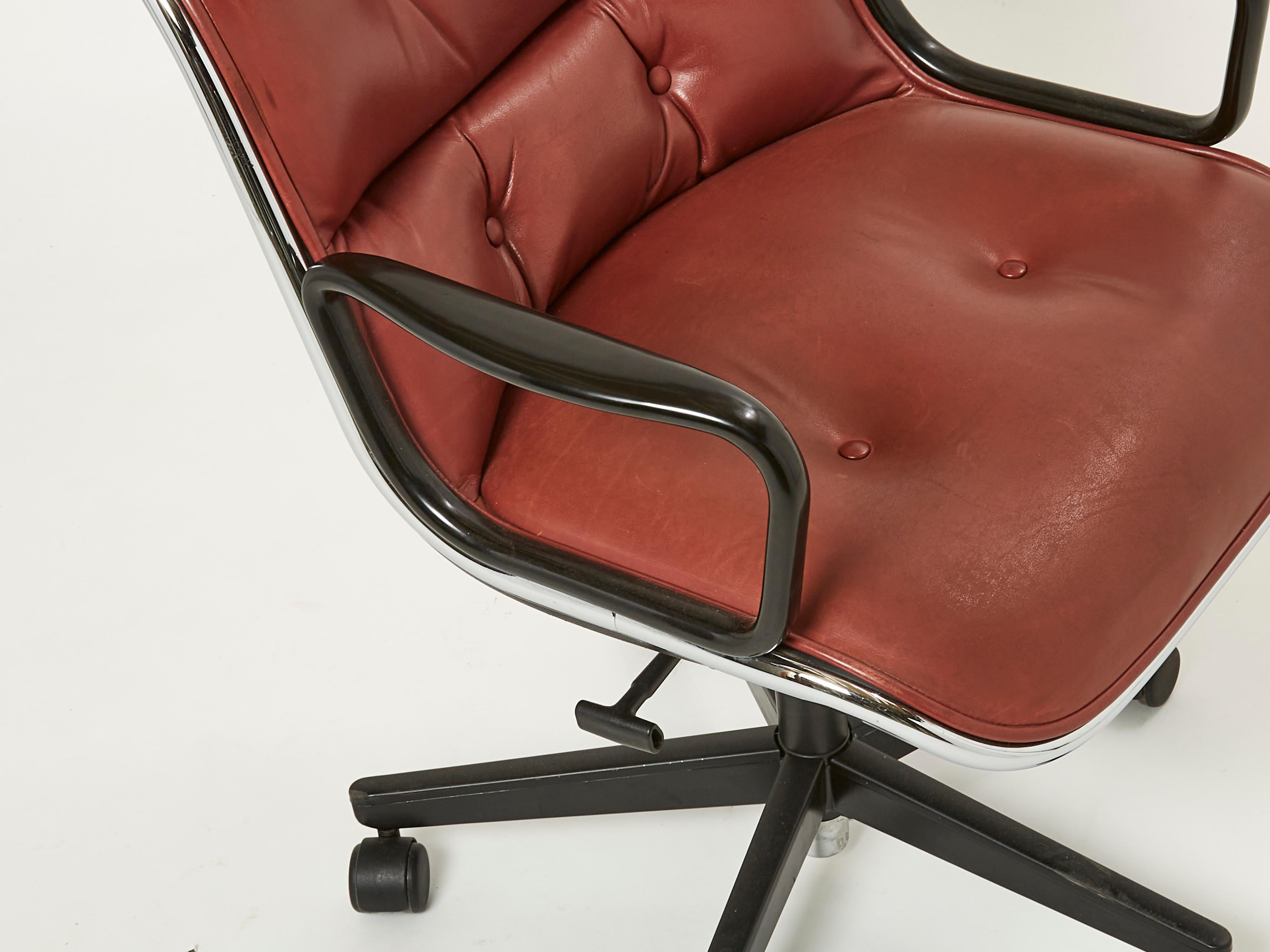 Charles Pollock Executive Desk Chair for Knoll in brown Leather 1990 1