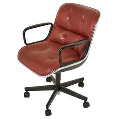 Charles Pollock Executive Desk Chair for Knoll in brown Leather 1990