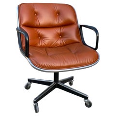 Charles Pollock Executive Desk Chair in Burnt Orange Leather
