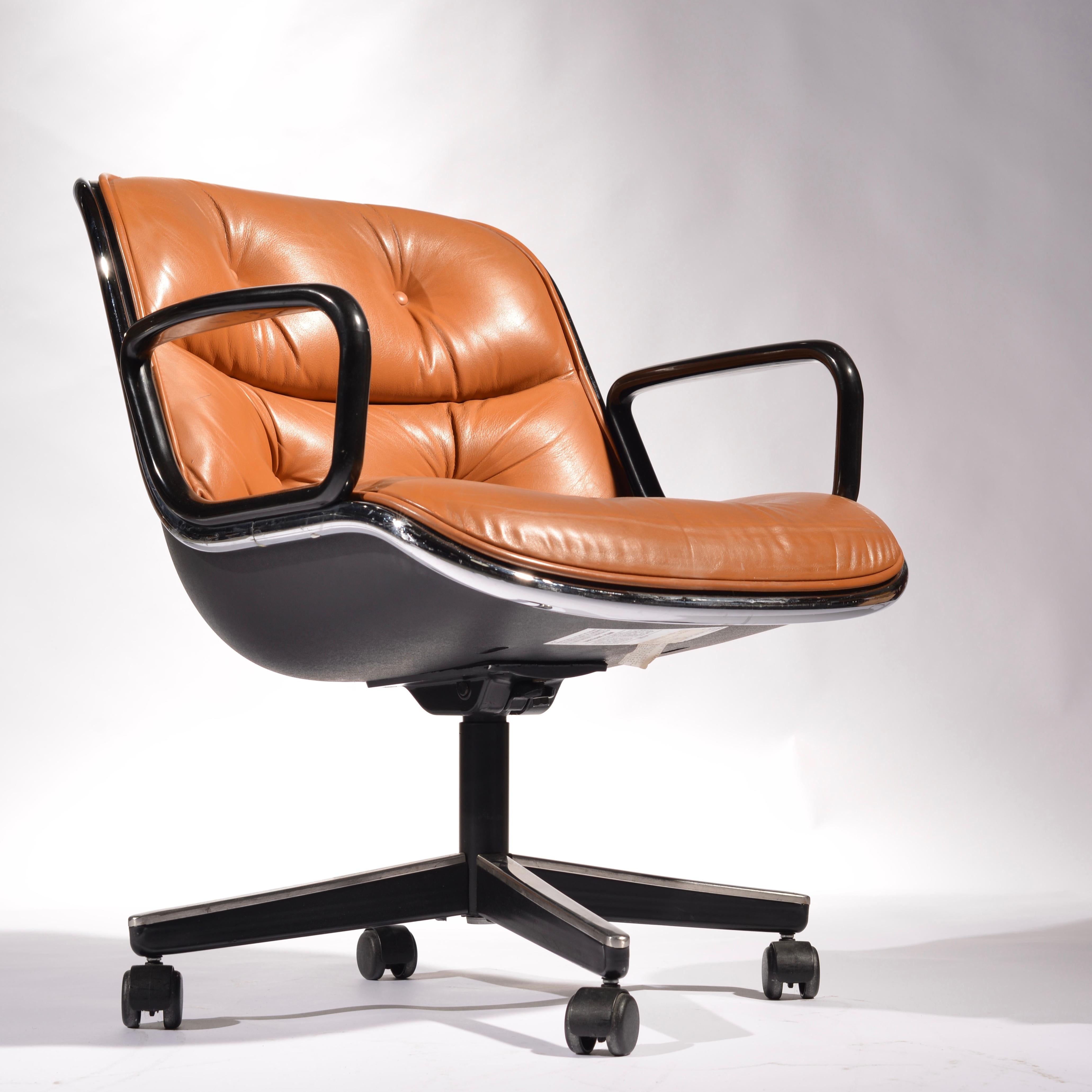 Charles Pollock Executive Desk Chairs for Knoll in Cognac Leather 5