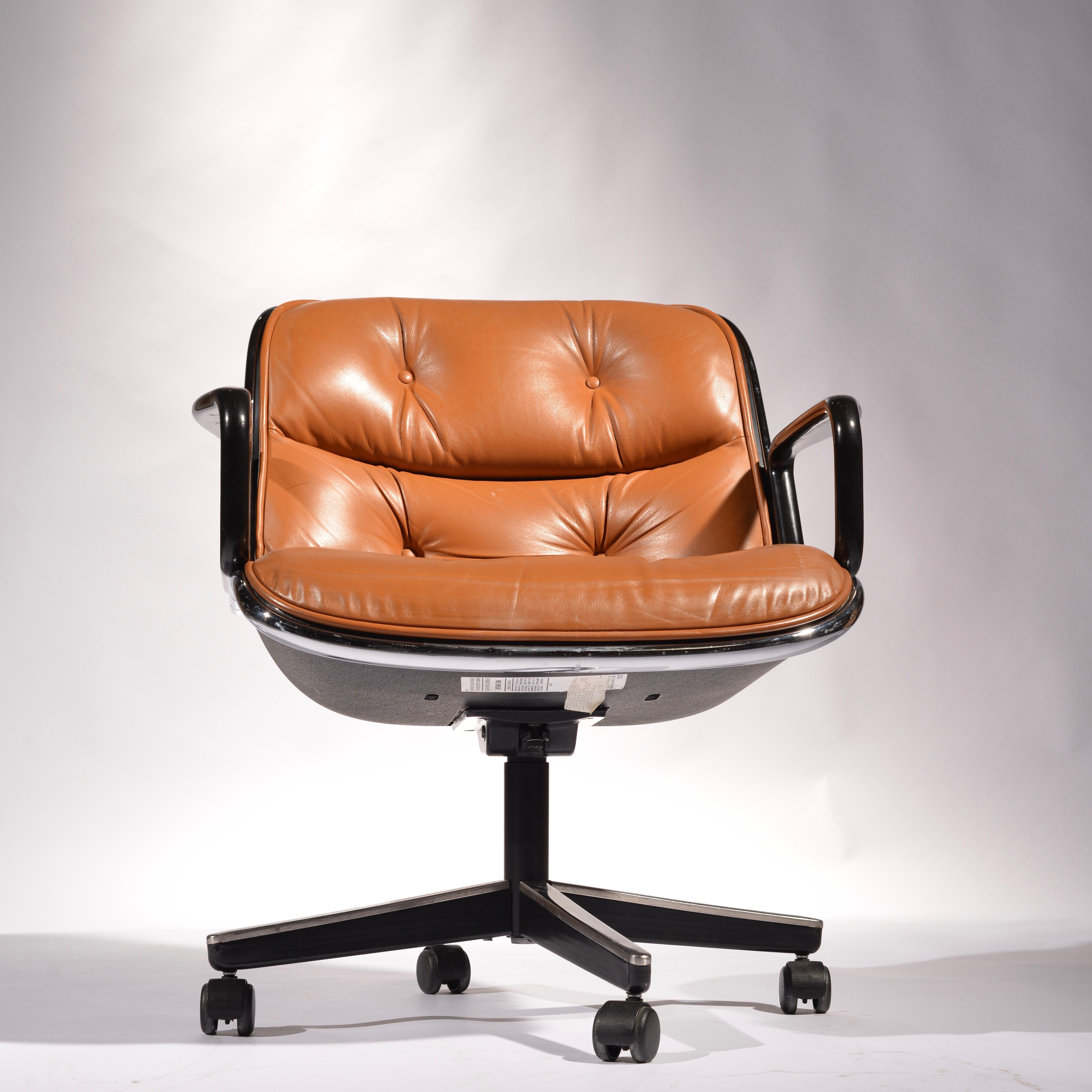 Charles Pollock Executive Desk Chairs for Knoll in Cognac Leather 7