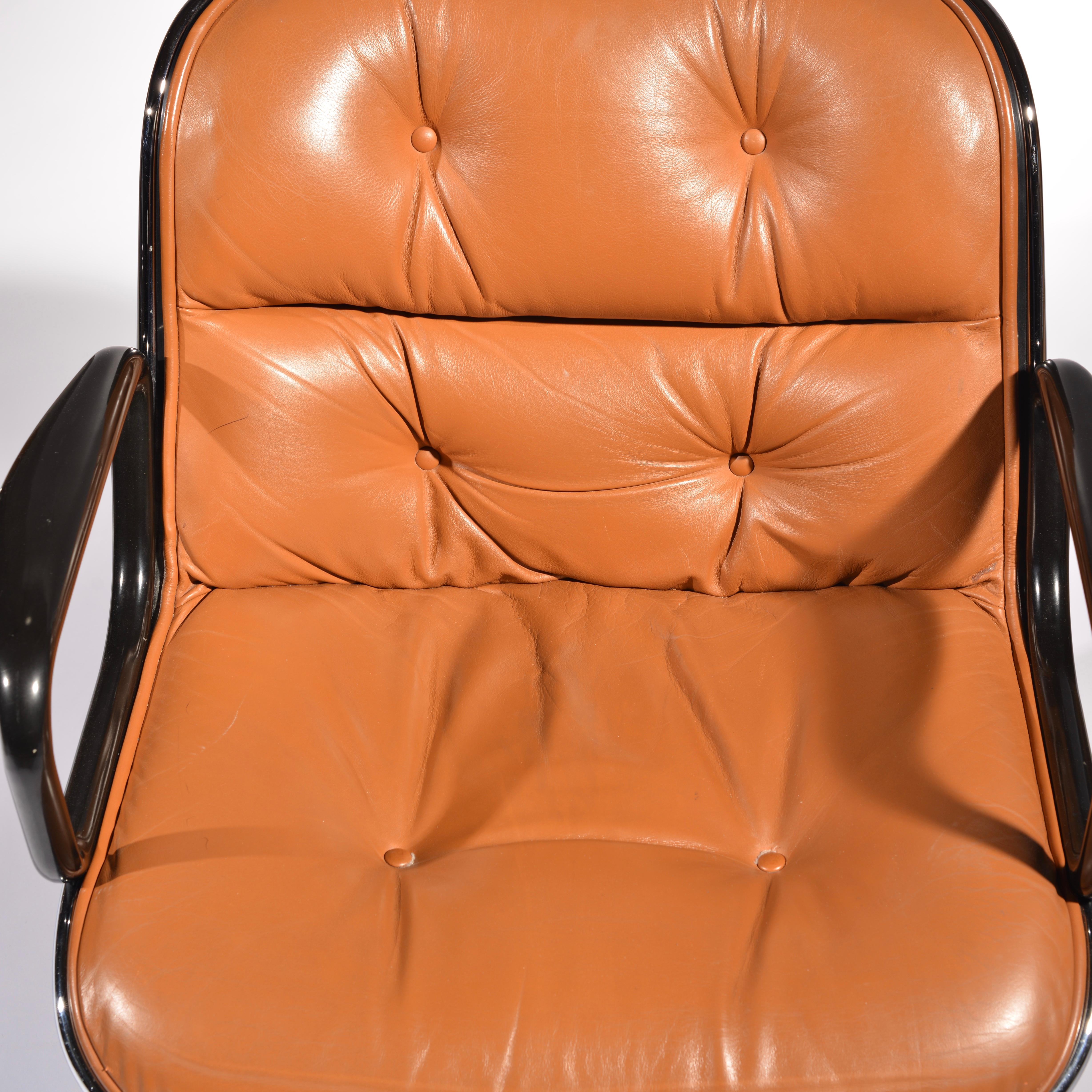 Charles Pollock Executive Desk Chairs for Knoll in Cognac Leather 8