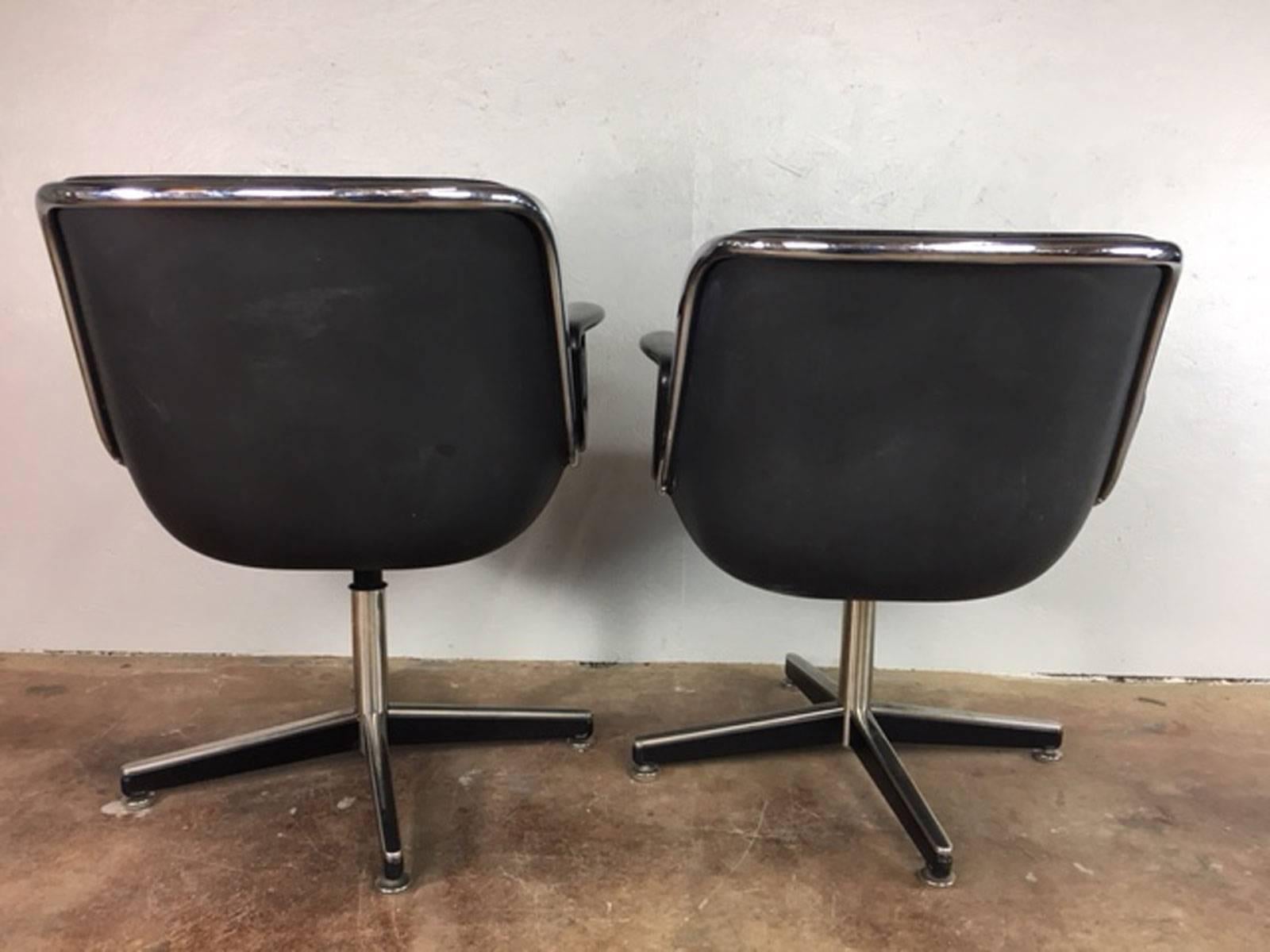 American Charles Pollock Executive Leather Chairs For Sale