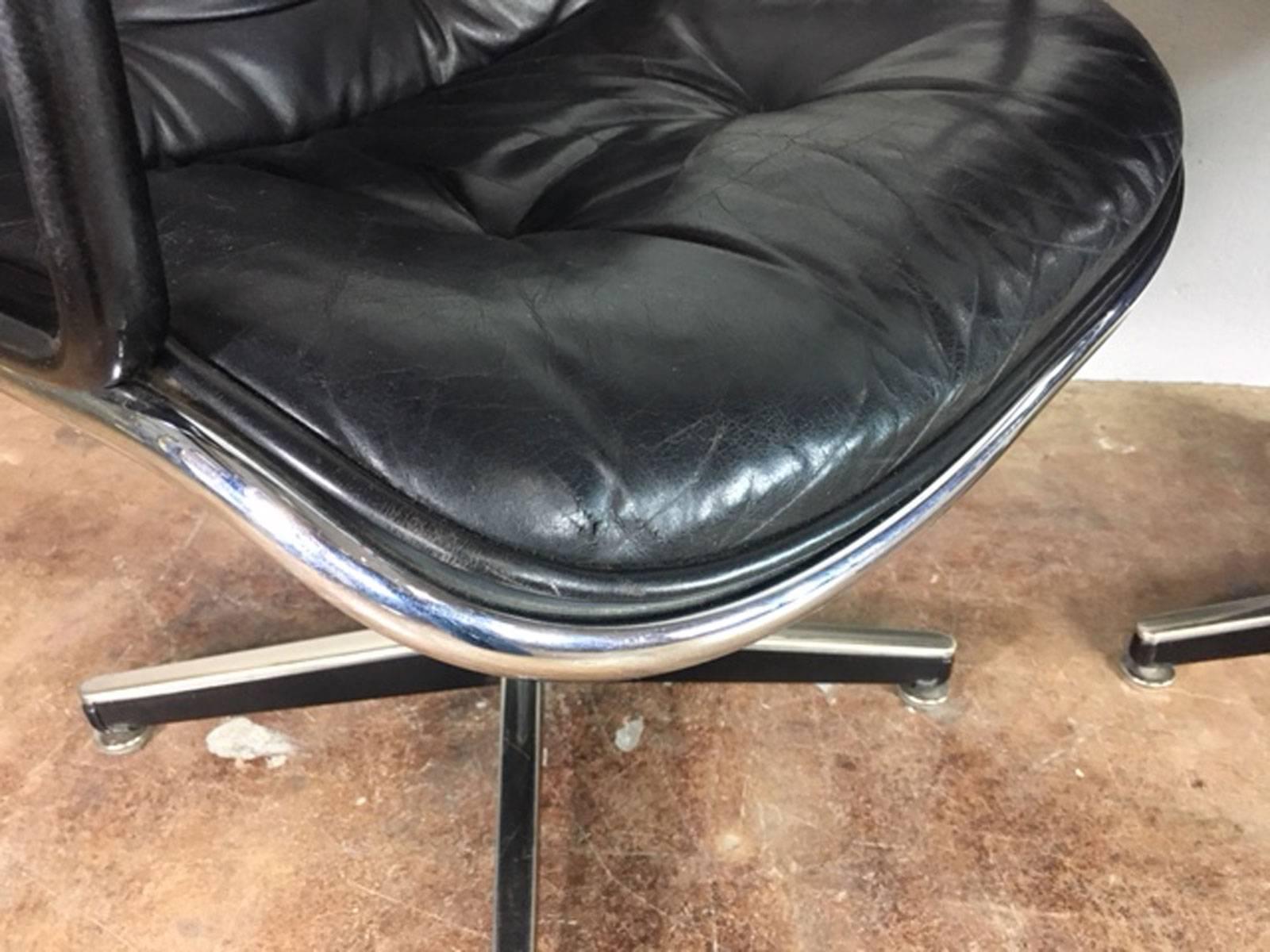 Steel Charles Pollock Executive Leather Chairs For Sale
