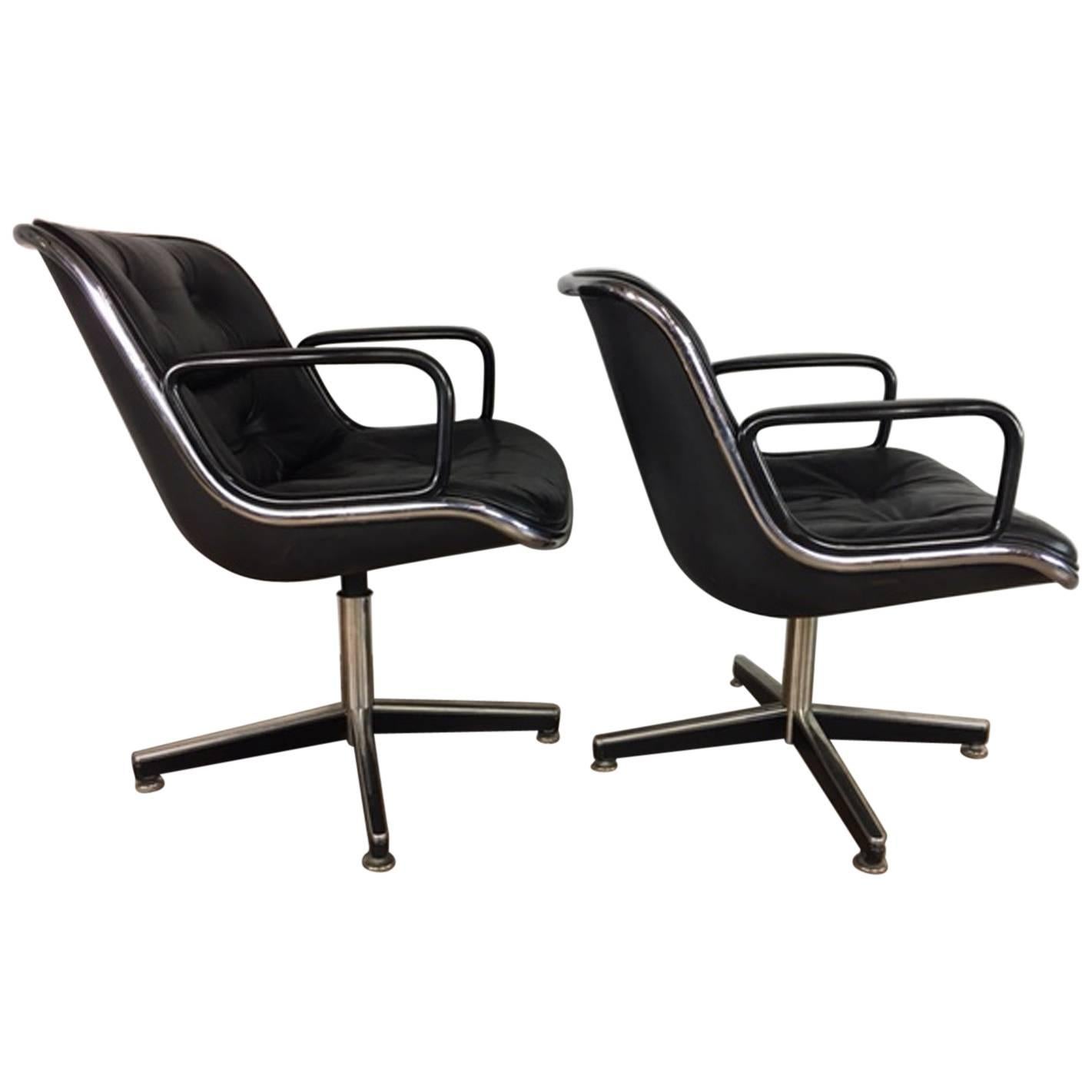 Charles Pollock Executive Leather Chairs For Sale