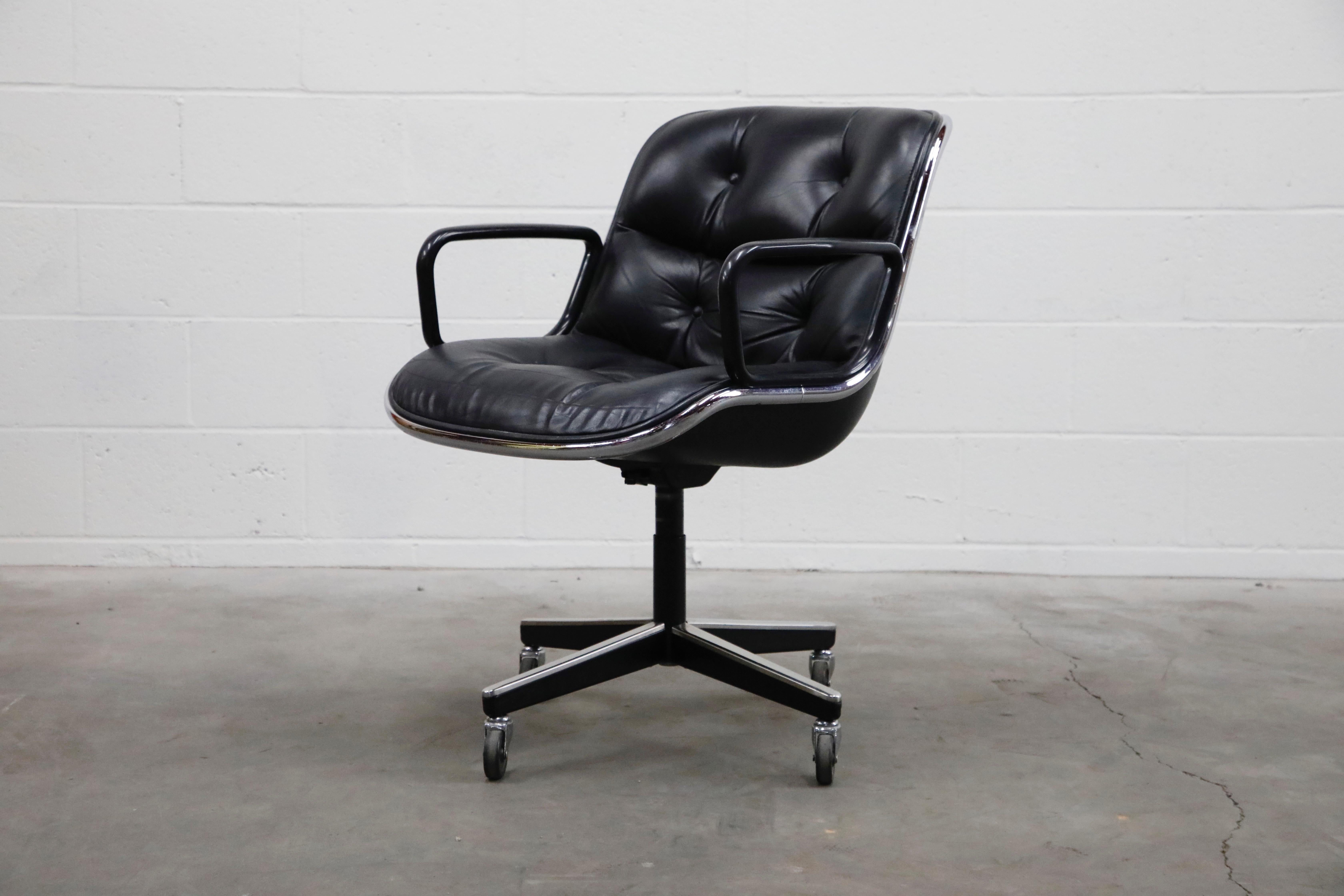 Mid-Century Modern Charles Pollock for Knoll International Executive Desk Chair, Signed 1985