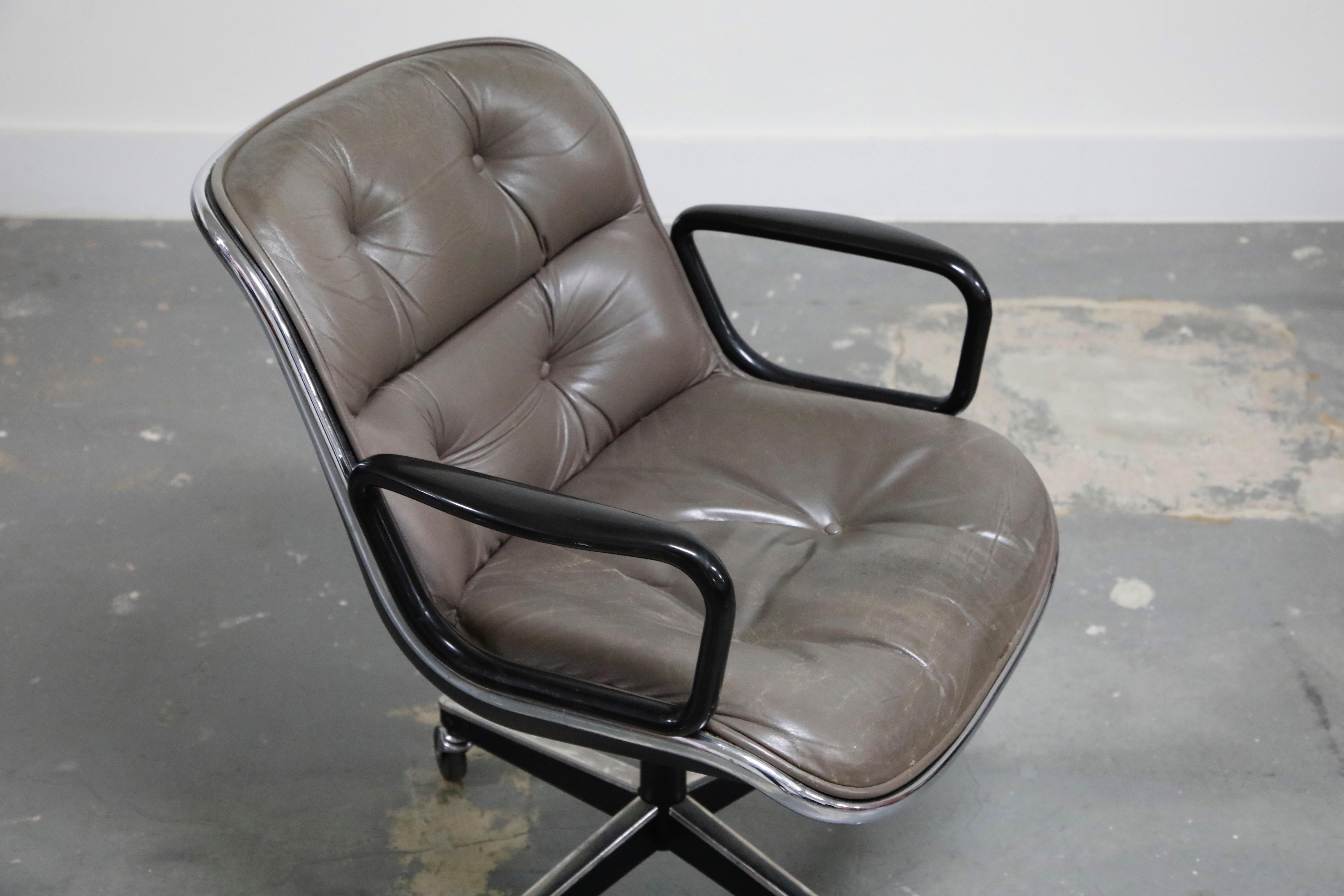 Charles Pollock for Knoll International Leather Executive Desk Chair, Signed 4