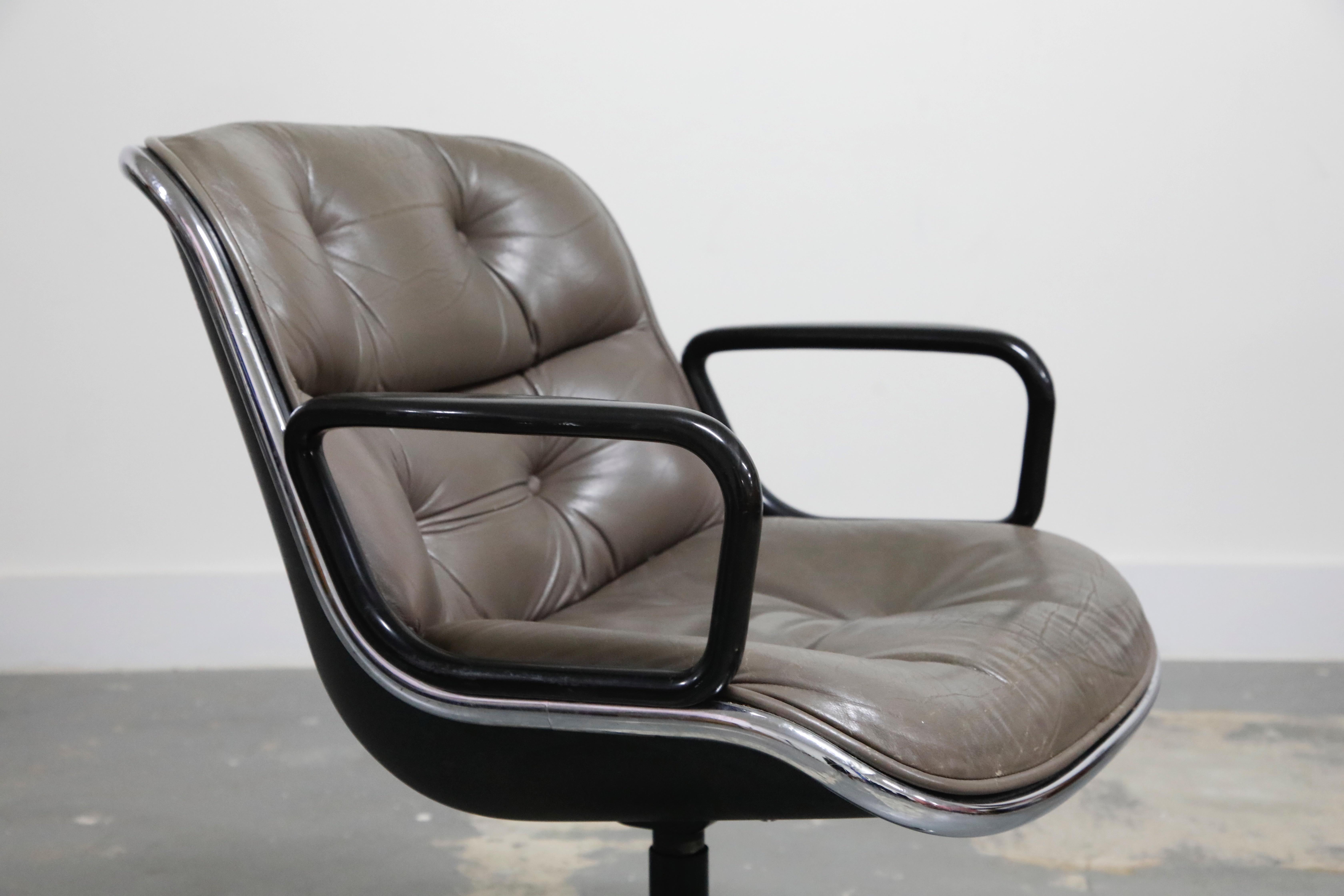 Charles Pollock for Knoll International Leather Executive Desk Chair, Signed 5