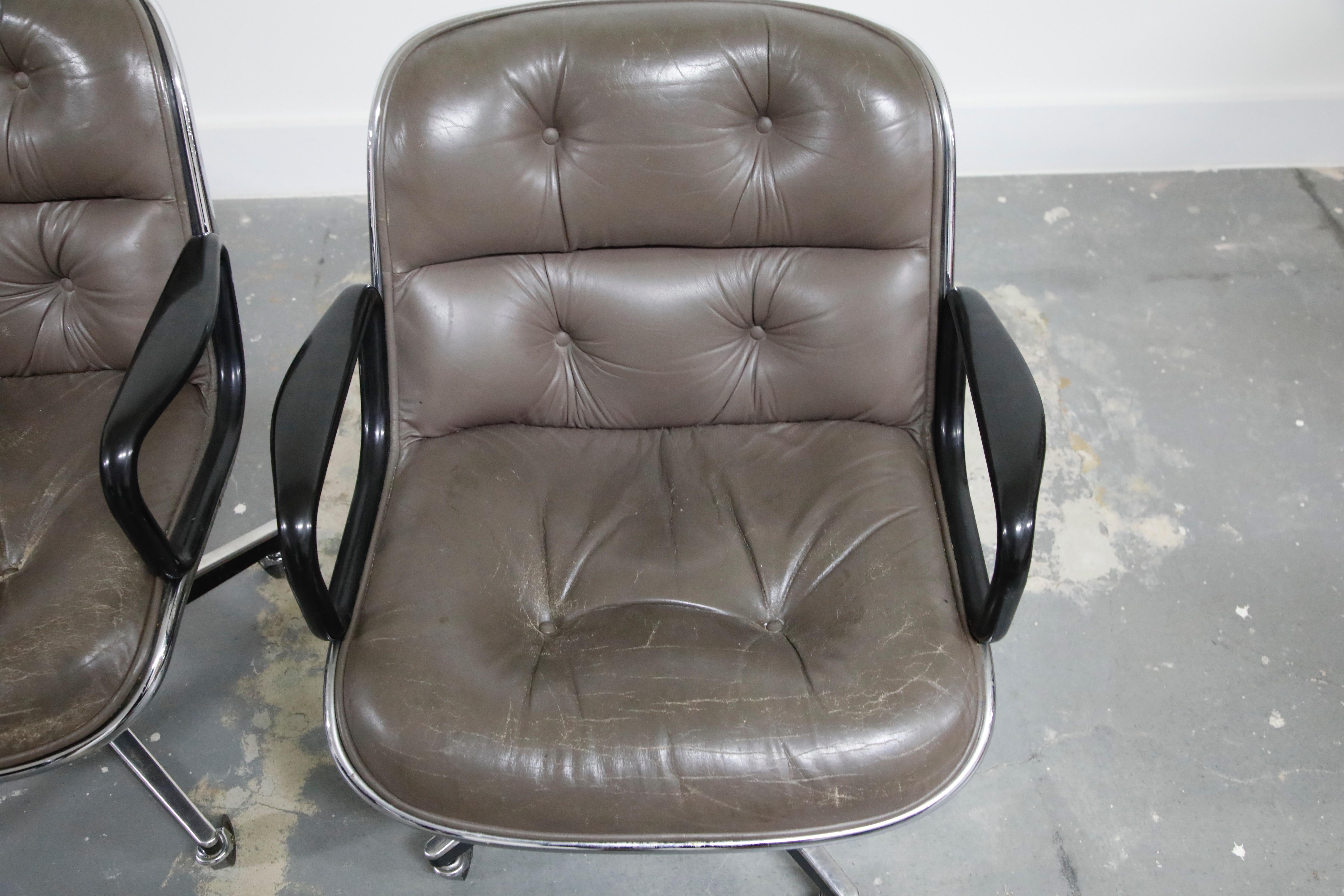 Charles Pollock for Knoll International Leather Executive Desk Chair, Signed 10