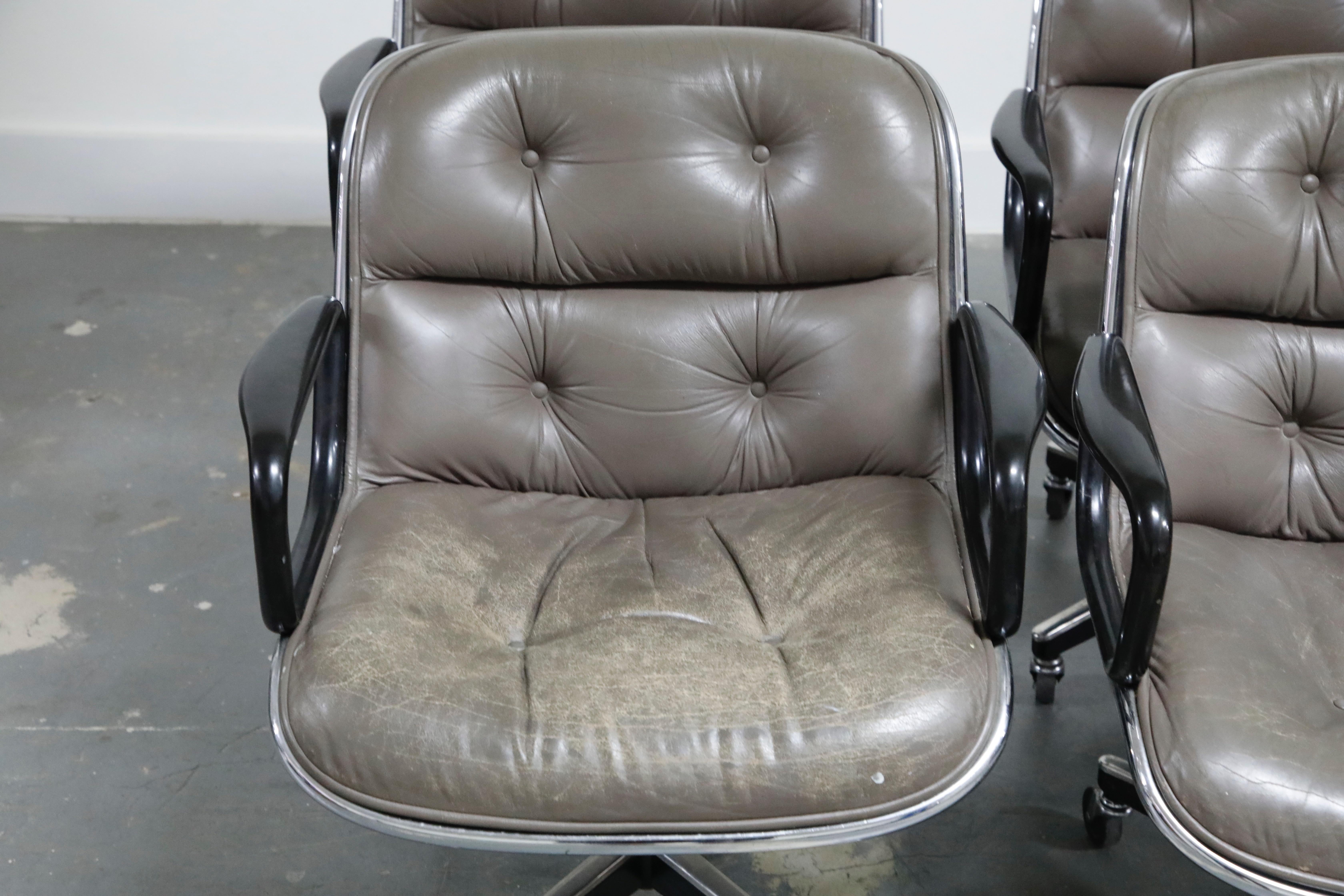 Charles Pollock for Knoll International Leather Executive Desk Chair, Signed 11
