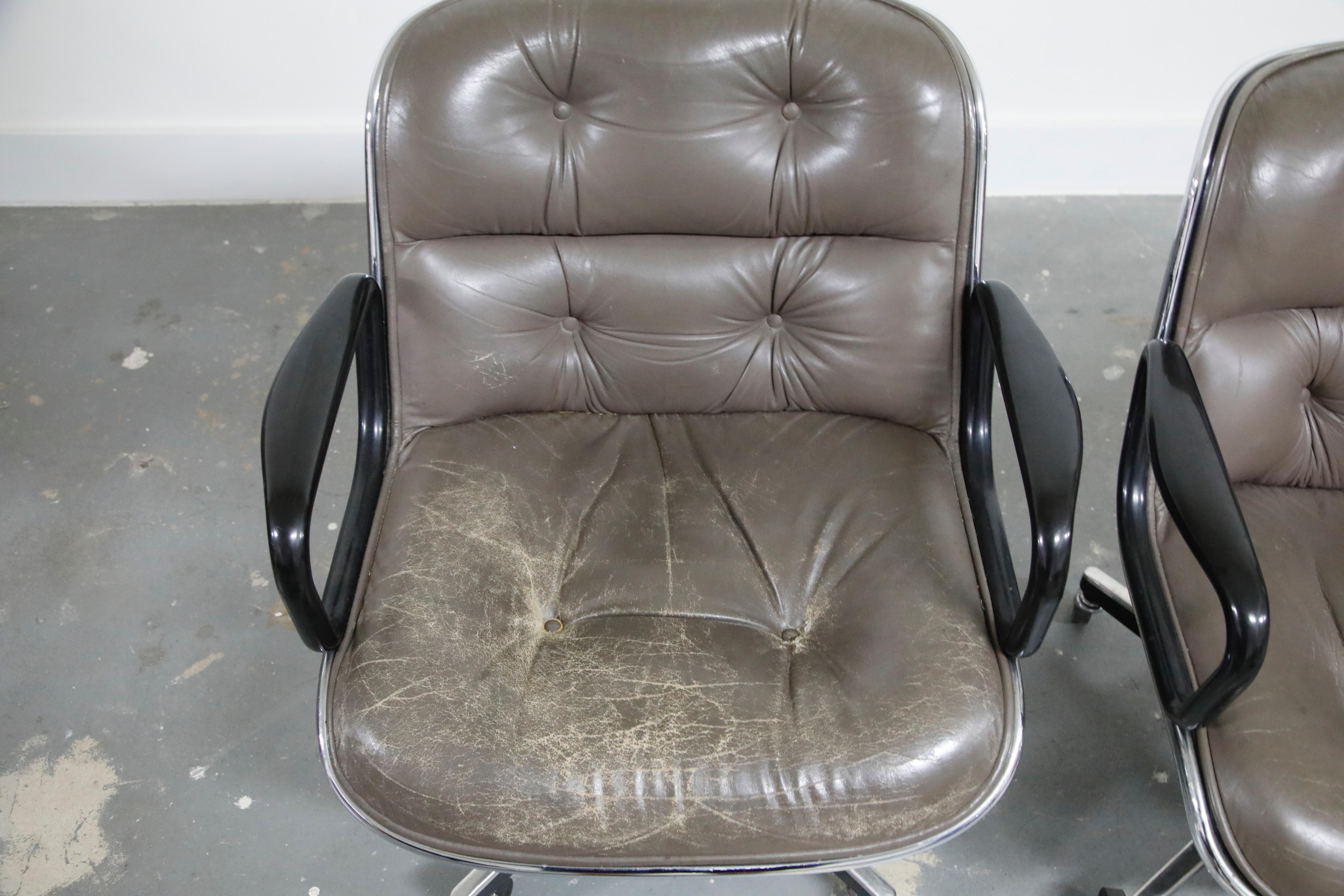 Charles Pollock for Knoll International Leather Executive Desk Chair, Signed 12