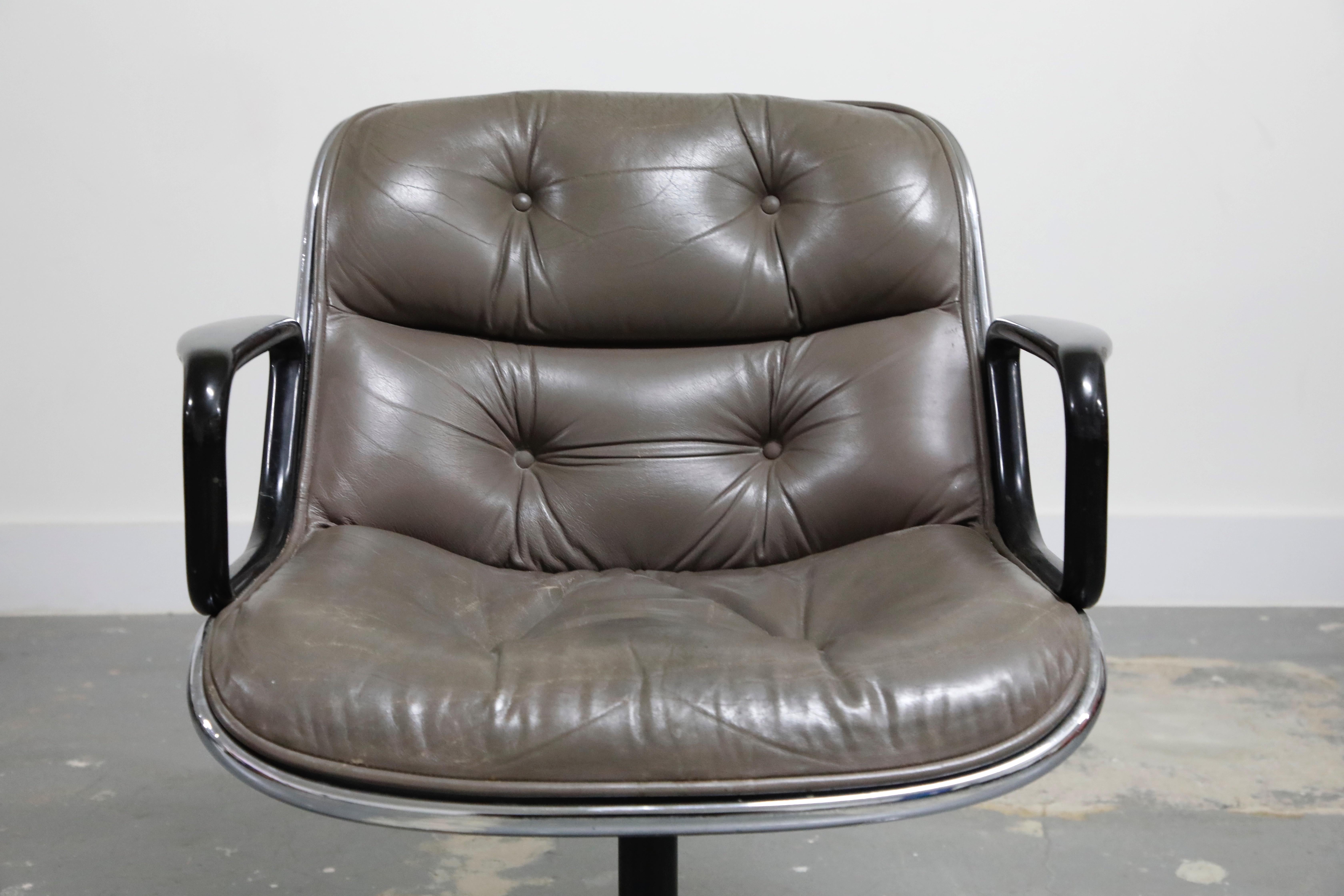 Charles Pollock for Knoll International Leather Executive Desk Chair, Signed 2