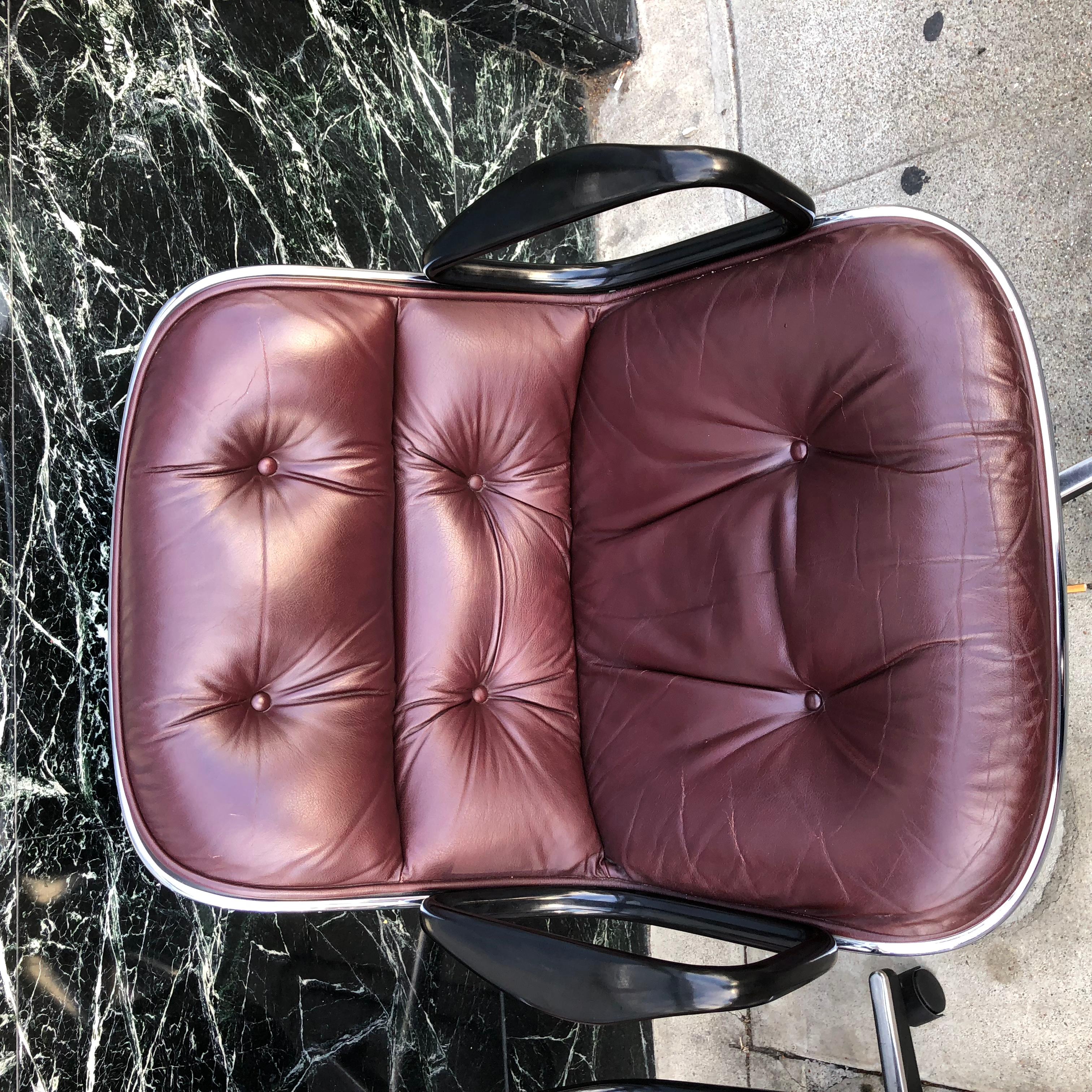 Charles Pollock for Knoll Office Chairs in Burgundy Leather 4