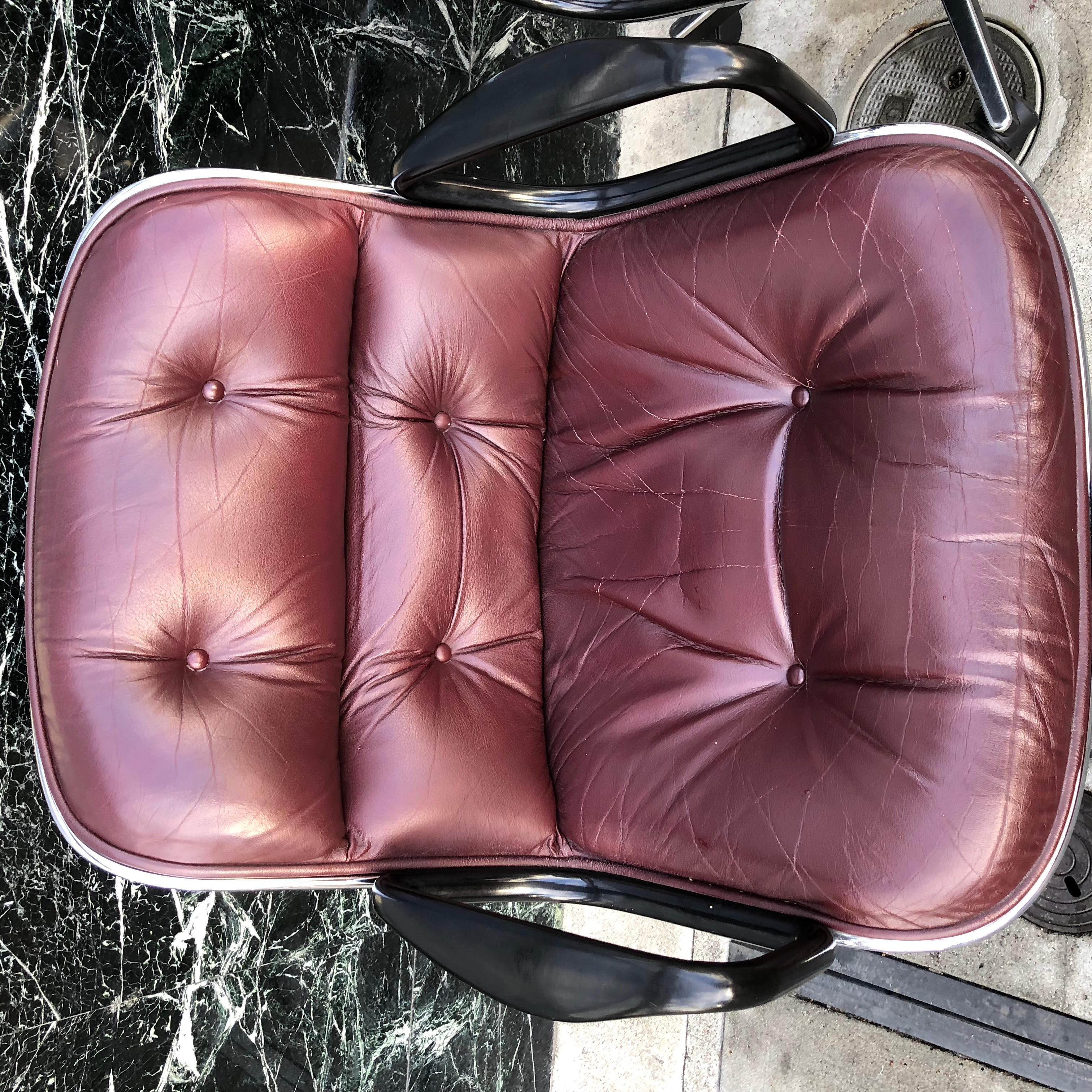 Charles Pollock for Knoll Office Chairs in Burgundy Leather 5