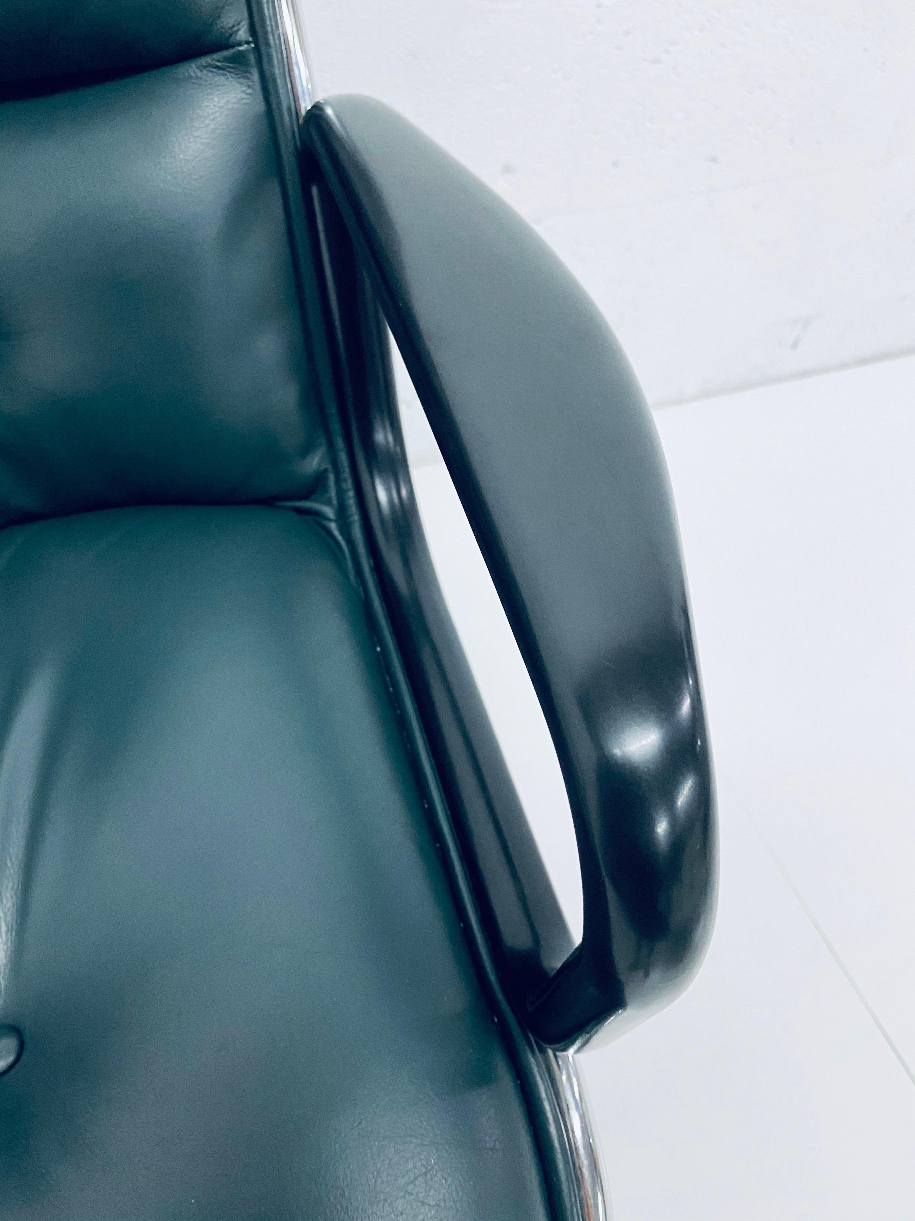 Charles Pollock Hunter Green Leather Desk Chair for Knoll 5
