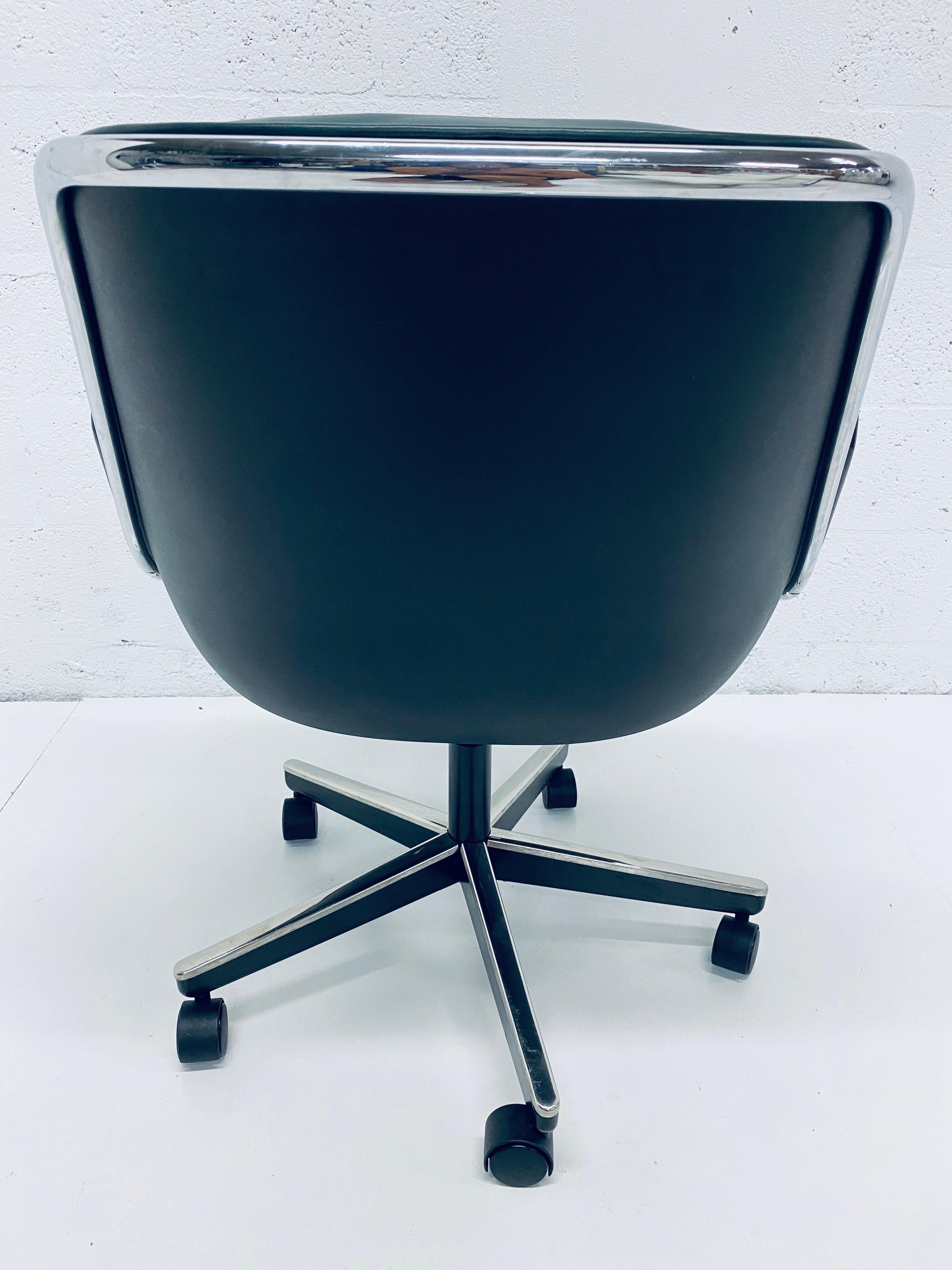 American Charles Pollock Hunter Green Leather Desk Chair for Knoll