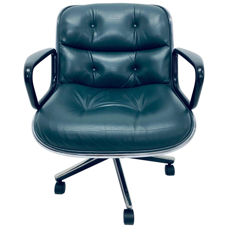 Charles Pollock Hunter Green Leather, Green Leather Desk Chair