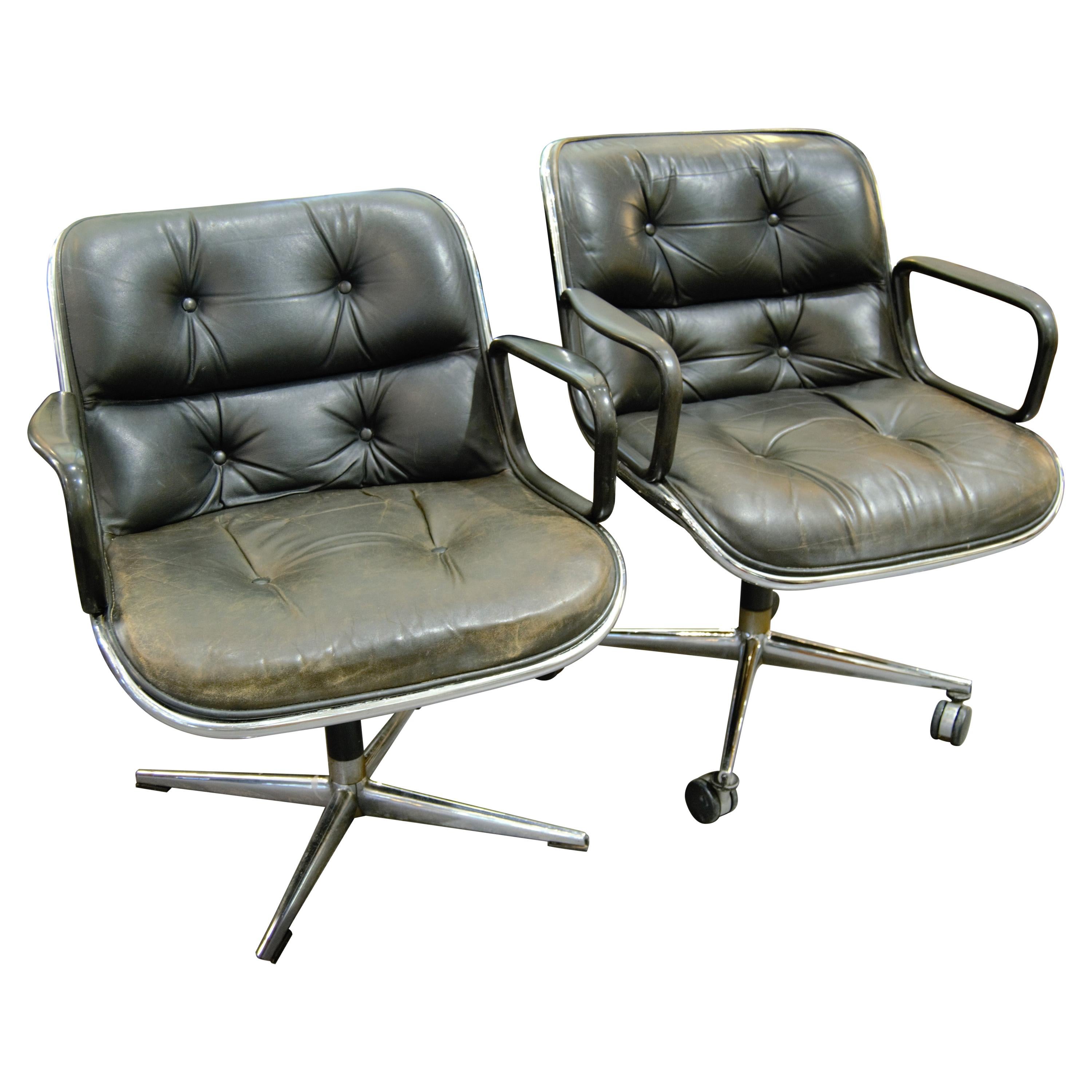 Charles Pollock, Knoll Two Black "executive chairs" For Sale